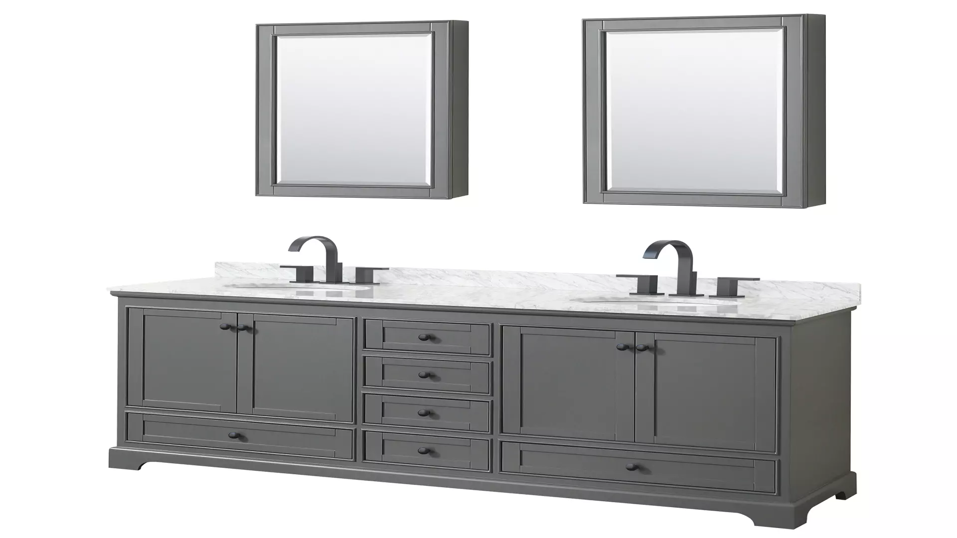 Deborah 80 Inch Double Bathroom Vanity in Dark Gray, White Carrara Marble Countertop, Undermount Oval Sinks, Matte Black Trim, Medicine Cabinets material