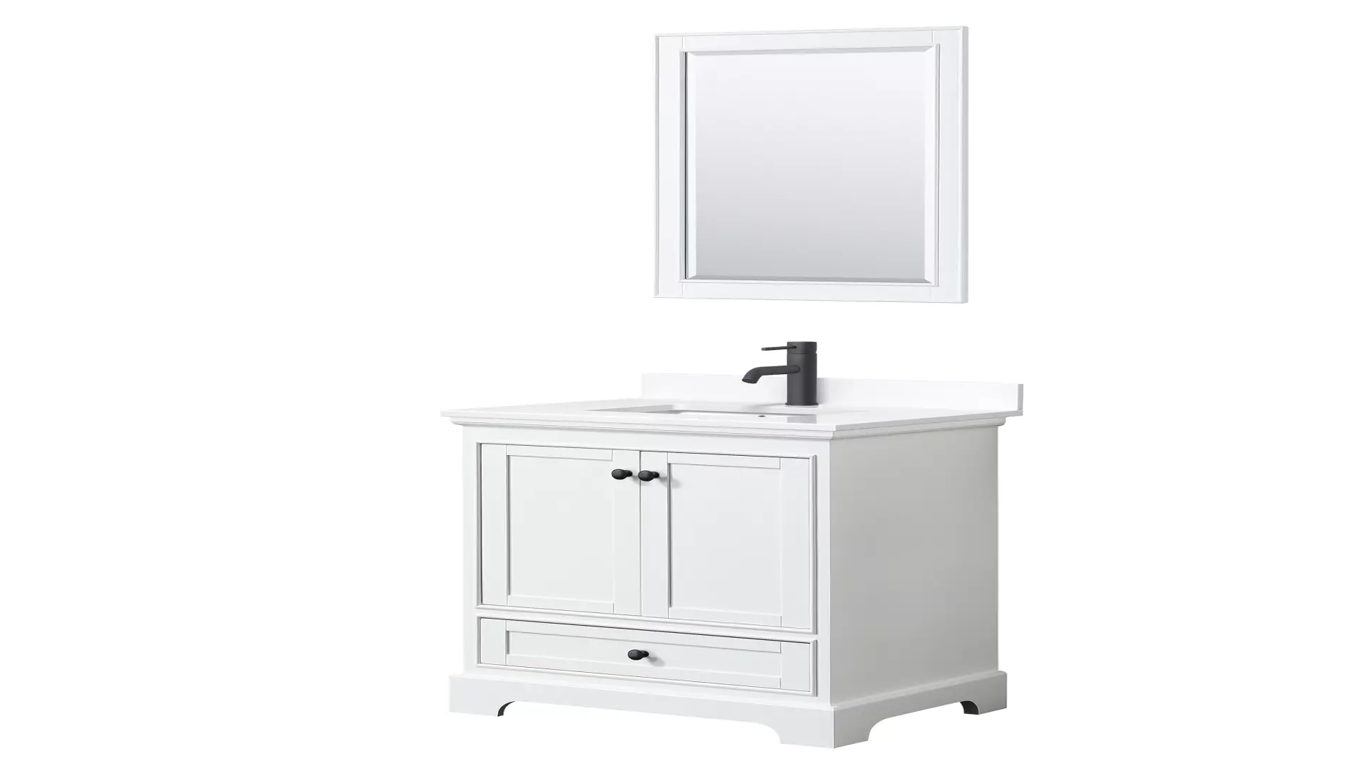 Deborah 30 Inch Single Bathroom Vanity in White, White Cultured Marble Countertop, Undermount Square Sink, Matte Black Trim, 24 Inch Mirror material