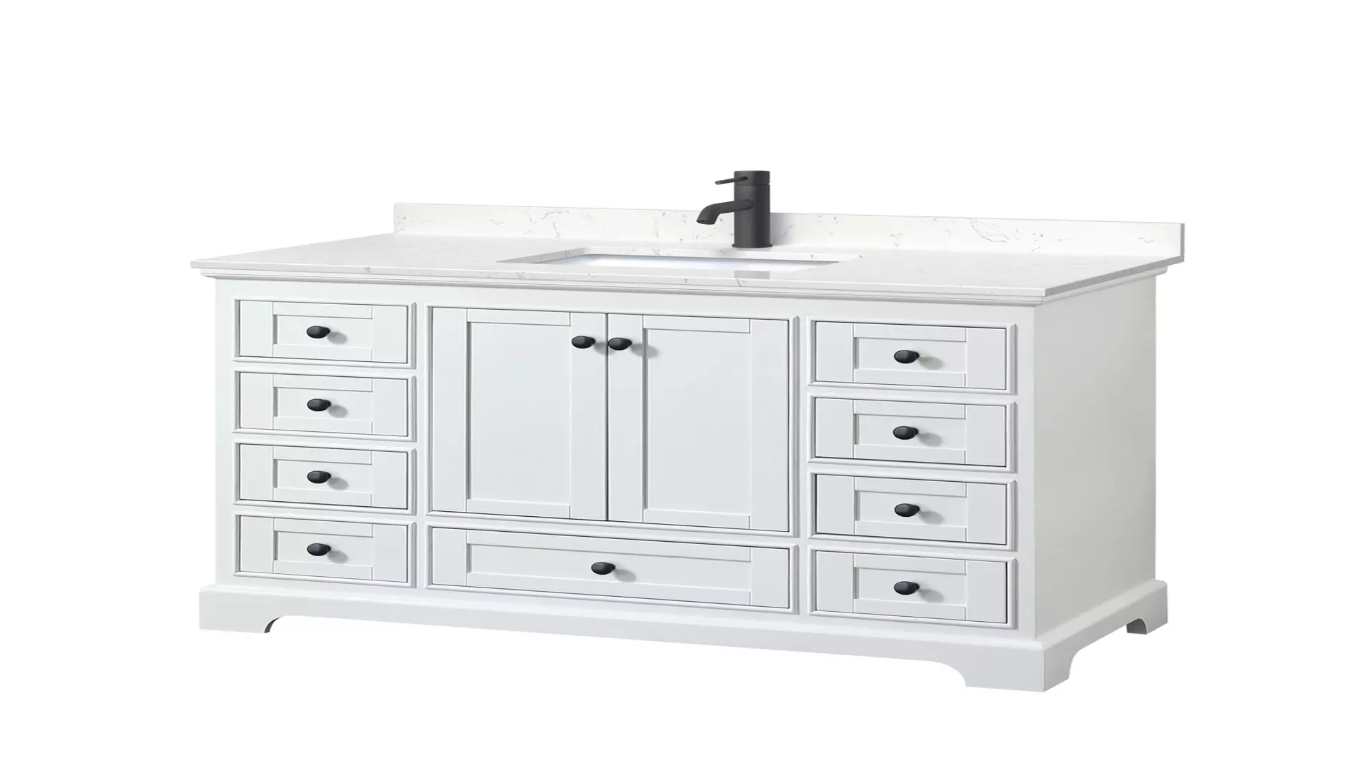 Deborah 48 Inch Single Bathroom Vanity in White, Carrara Cultured Marble Countertop, Undermount Square Sink, Matte Black Trim material
