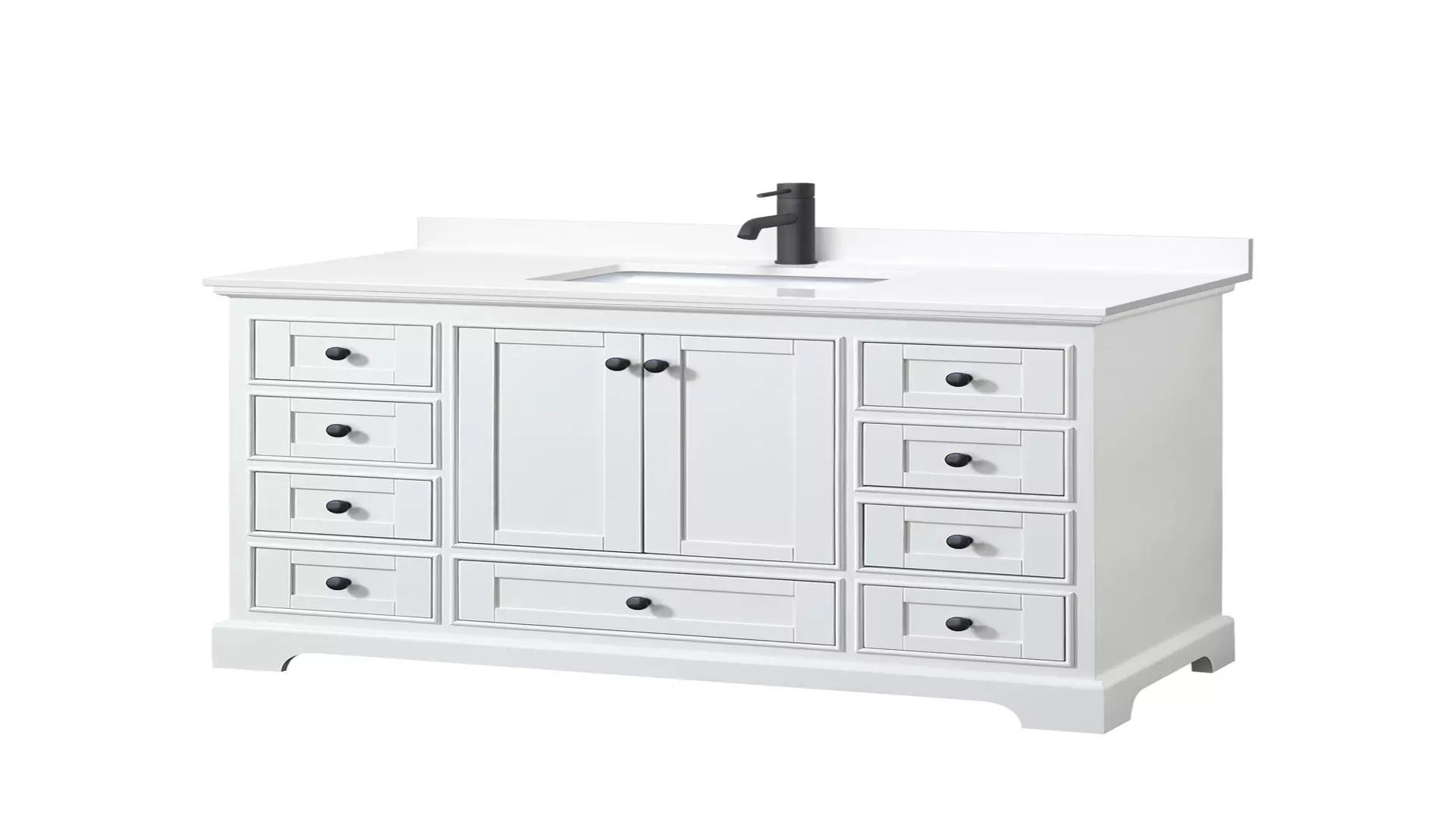 Deborah 48 Inch Single Bathroom Vanity in White, White Cultured Marble Countertop, Undermount Square Sink, Matte Black Trim material