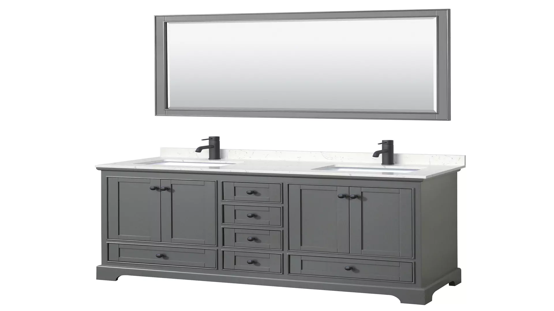 Deborah 60 Inch Double Bathroom Vanity in Dark Gray, Carrara Cultured Marble Countertop, Undermount Square Sinks, Matte Black Trim, 58 Inch Mirror material