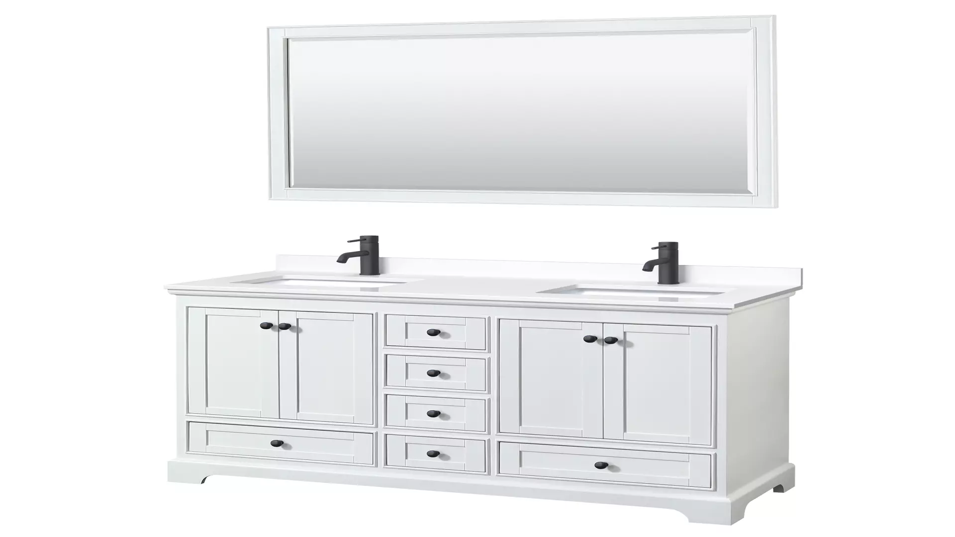 Deborah 60 Inch Double Bathroom Vanity in White, White Cultured Marble Countertop, Undermount Square Sinks, Matte Black Trim, 58 Inch Mirror material