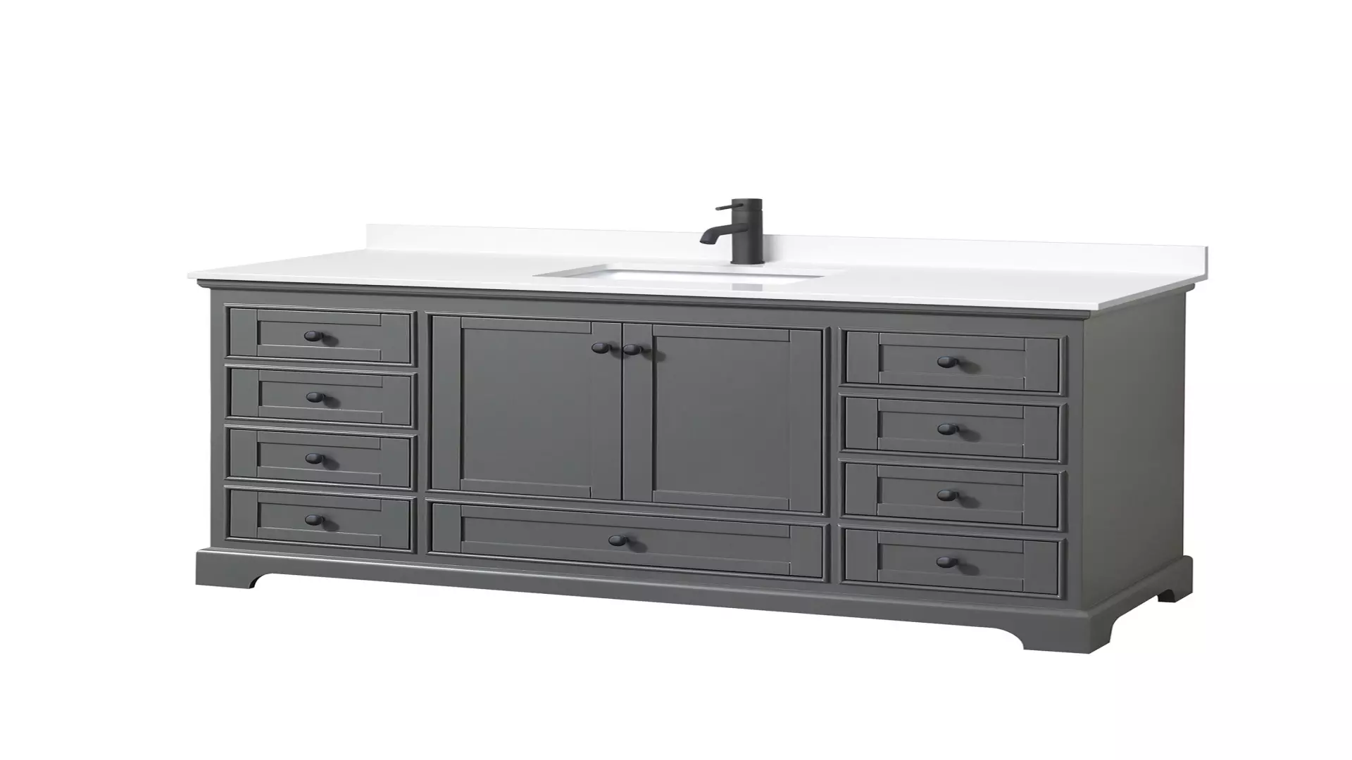 Deborah 60 Inch Single Bathroom Vanity in Dark Gray, White Cultured Marble Countertop, Undermount Square Sink, Matte Black Trim material