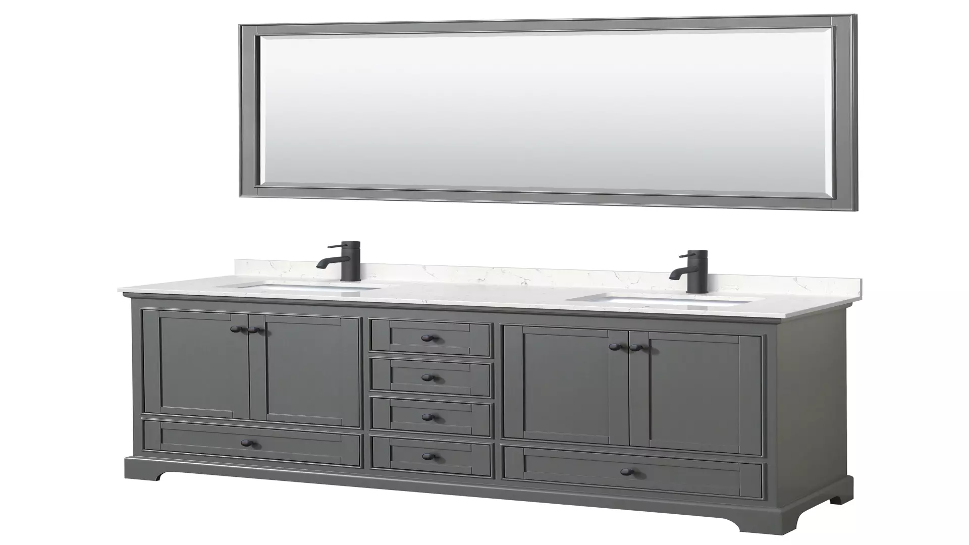 Deborah 72 Inch Double Bathroom Vanity in Dark Gray, Carrara Cultured Marble Countertop, Undermount Square Sinks, Matte Black Trim, 70 Inch Mirror material