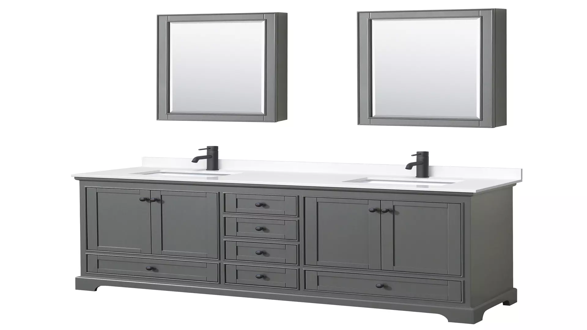 Deborah 72 Inch Double Bathroom Vanity in Dark Gray, White Cultured Marble Countertop, Undermount Square Sinks, Matte Black Trim, Medicine Cabinets material