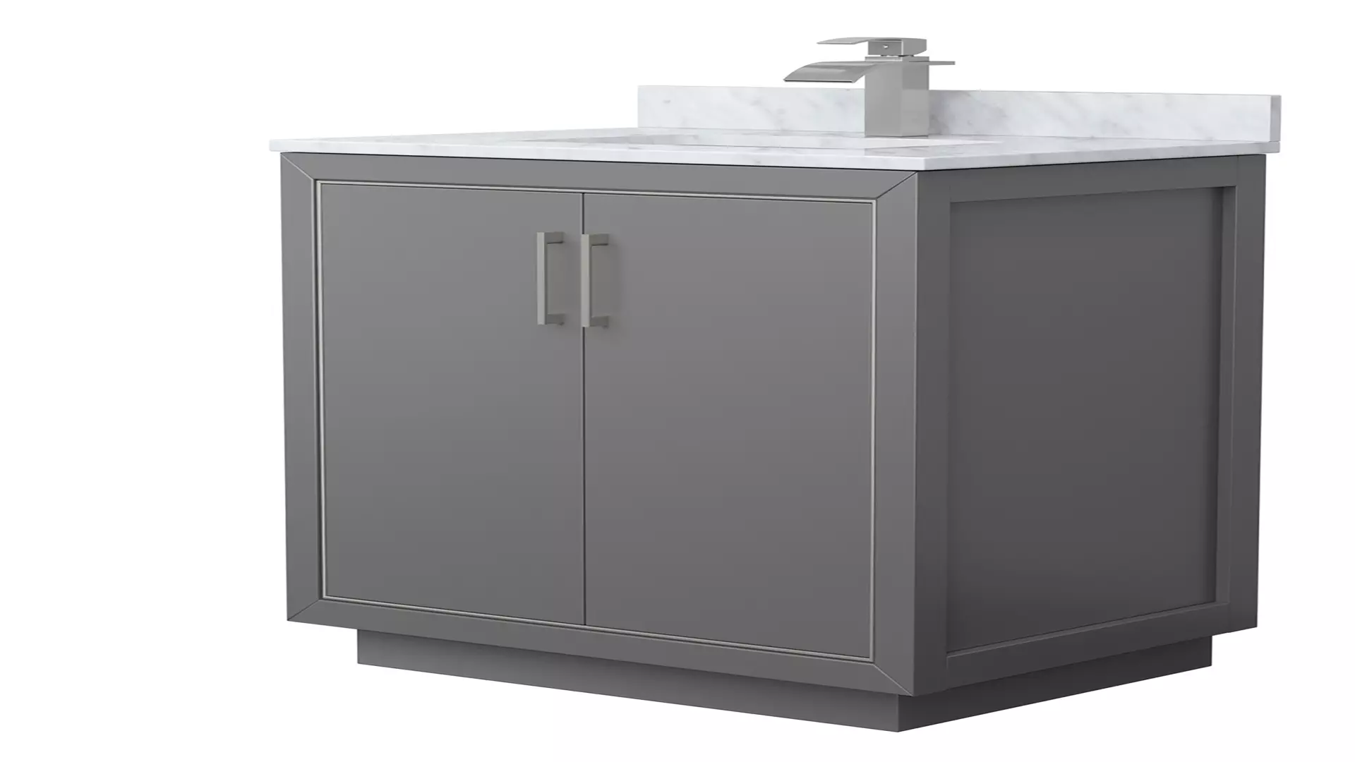 Icon 30 Inch Single Bathroom Vanity in Dark Gray, White Carrara Marble Countertop, Undermount Square Sink, Brushed Nickel Trim material