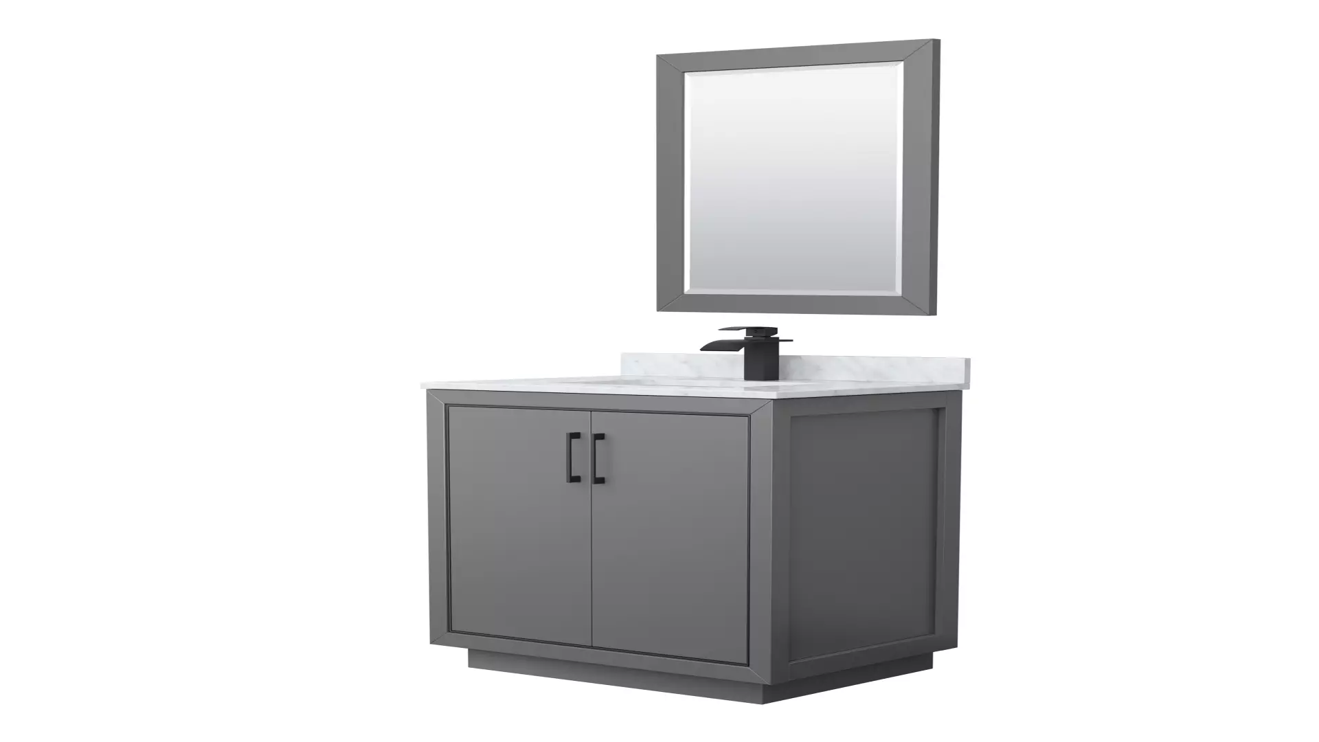 Icon 30 Inch Single Bathroom Vanity in Dark Gray, White Carrara Marble Countertop, Undermount Square Sink, Matte Black Trim, 24 Inch Mirror material