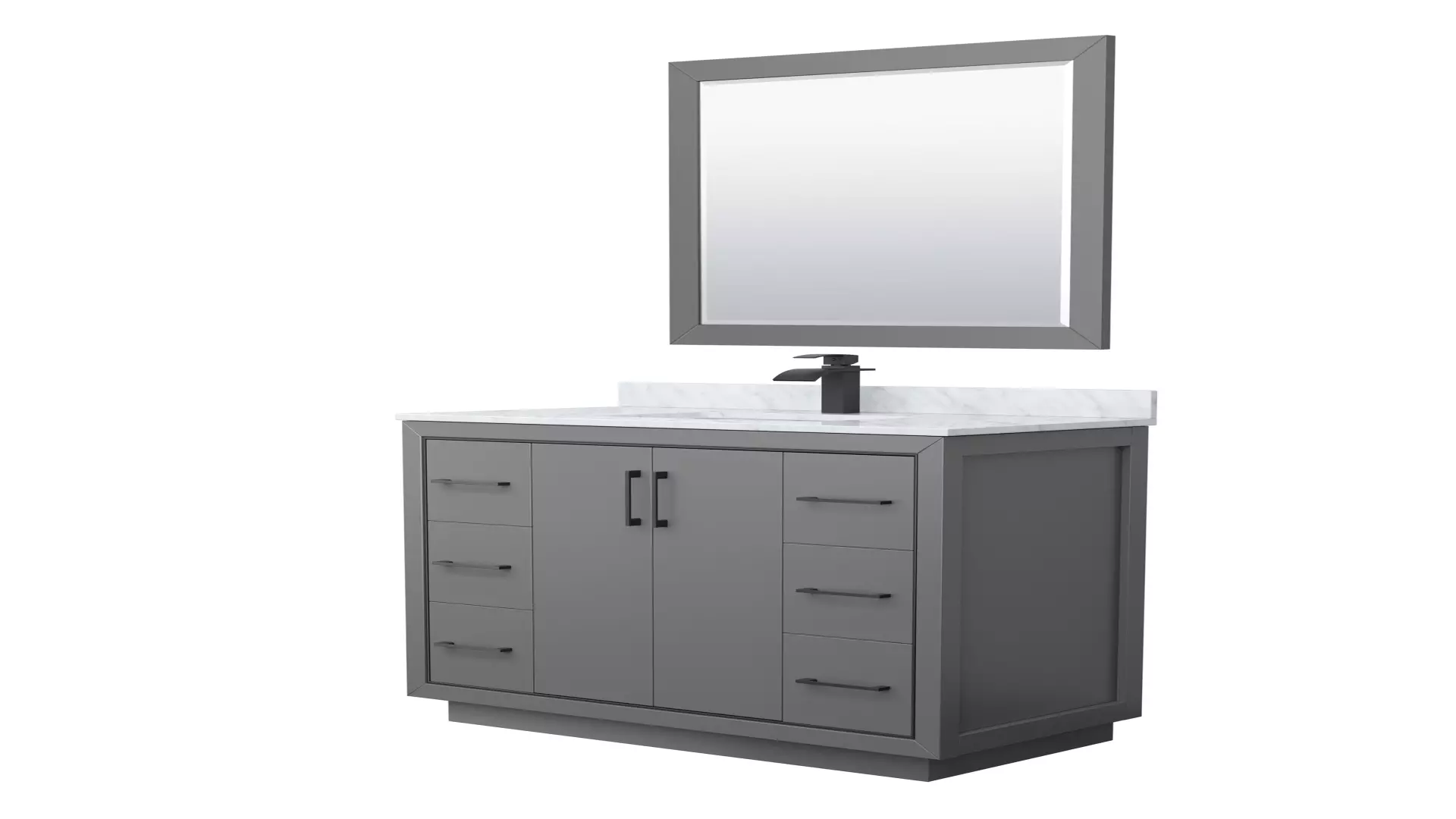 Icon 42 Inch Single Bathroom Vanity in Dark Gray, White Carrara Marble Countertop, Undermount Square Sink, Matte Black Trim, 34 Inch Mirror material