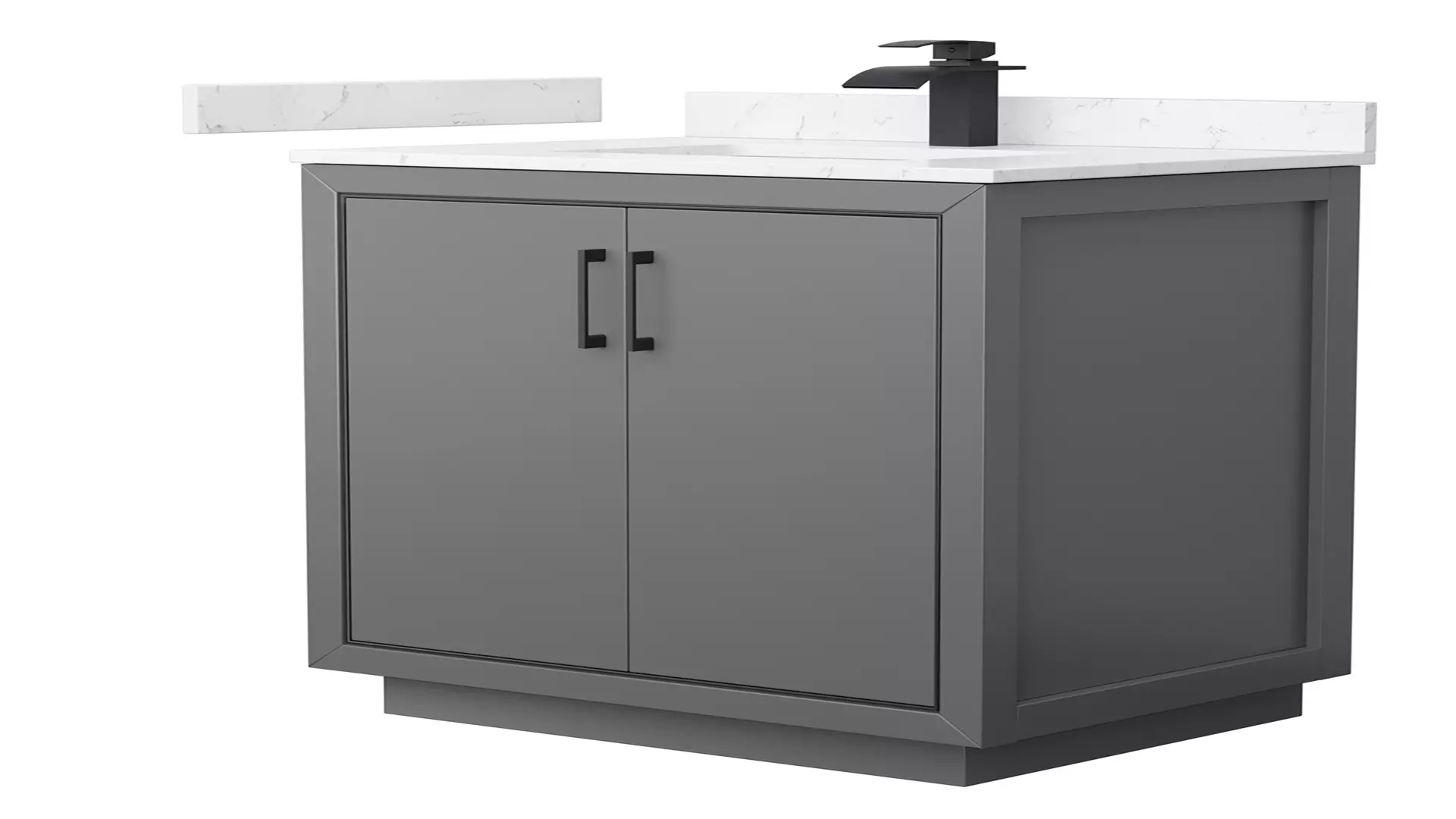 Icon 30 Inch Single Bathroom Vanity in Dark Gray, Carrara Cultured Marble Countertop, Undermount Square Sink, Matte Black Trim material