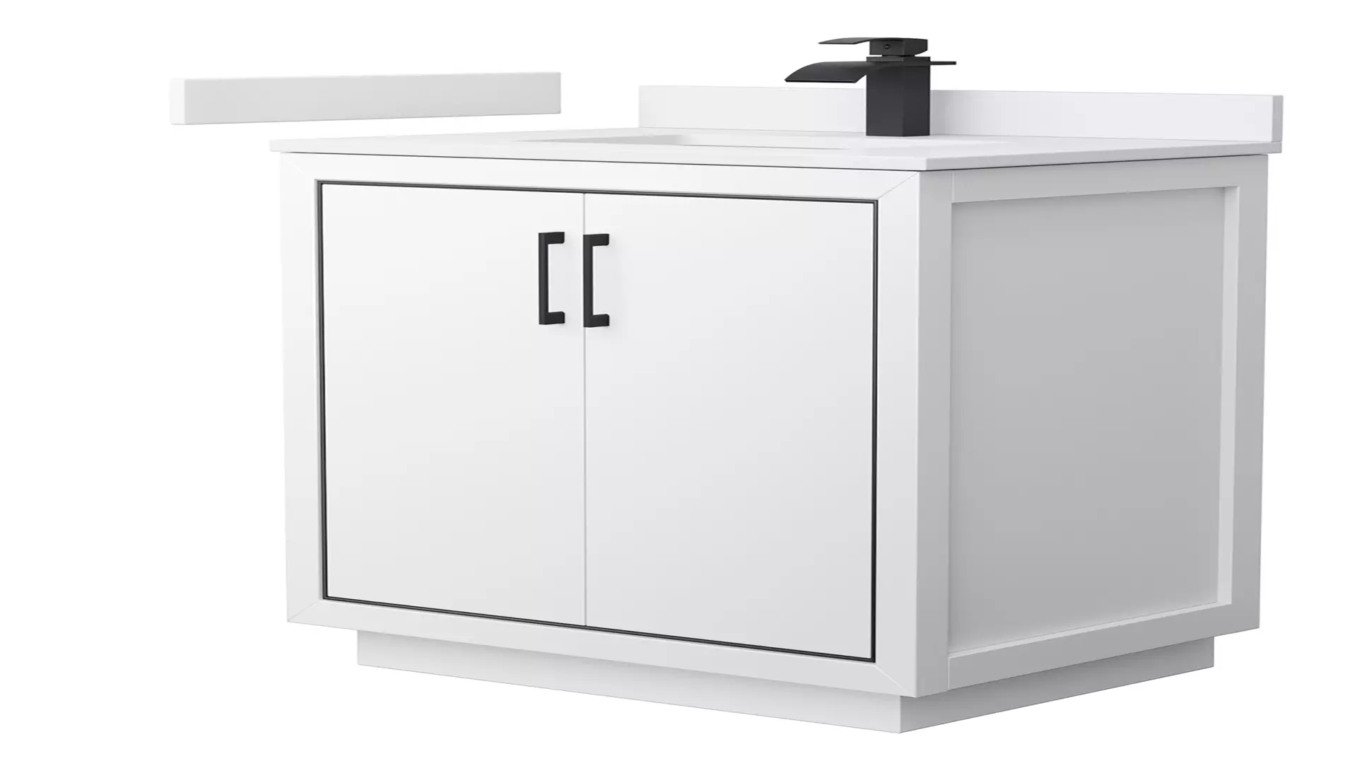 Icon 30 Inch Single Bathroom Vanity in White, White Cultured Marble Countertop, Undermount Square Sink, Matte Black Trim material