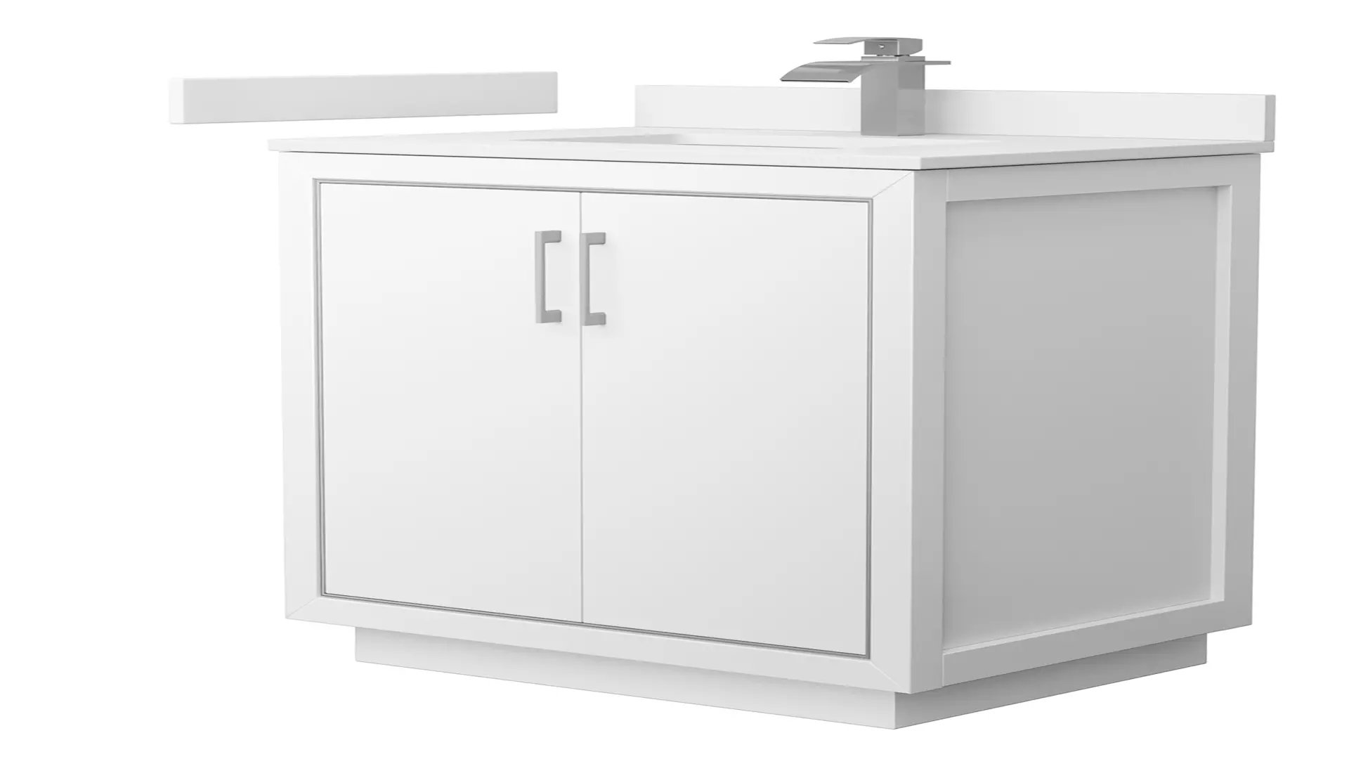 Icon 30 Inch Single Bathroom Vanity in White, White Cultured Marble Countertop, Undermount Square Sink, Brushed Nickel Trim material