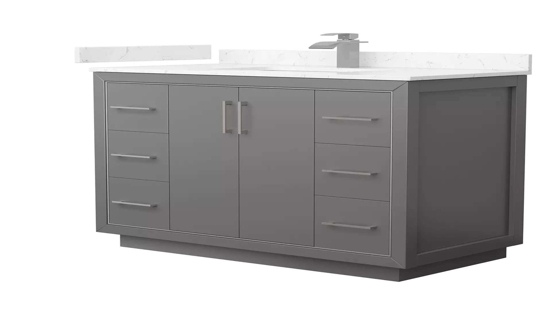 Icon 42 Inch Single Bathroom Vanity in Dark Gray, Carrara Cultured Marble Countertop, Undermount Square Sink, Brushed Nickel Trim material