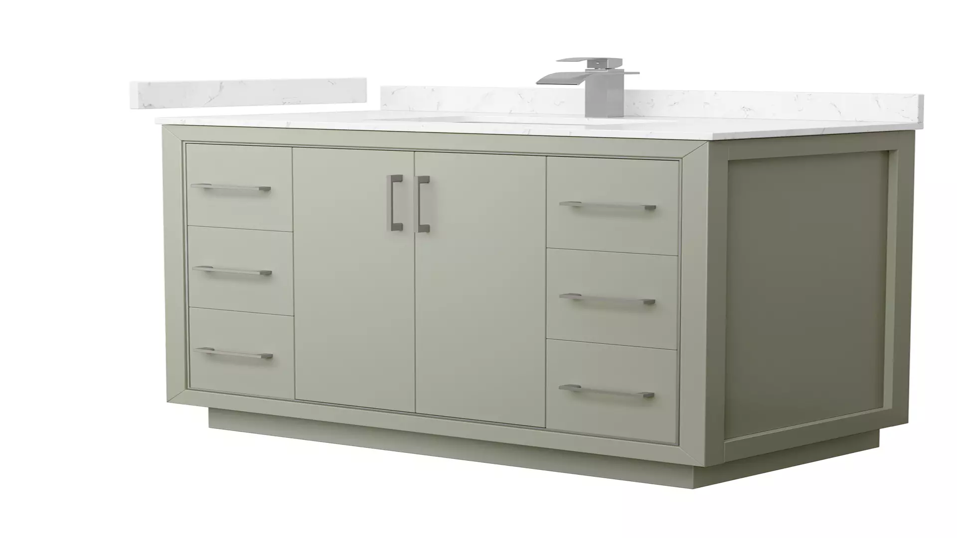 Icon 42 Inch Single Bathroom Vanity in Light Green, Carrara Cultured Marble Countertop, Undermount Square Sink, Brushed Nickel Trim material