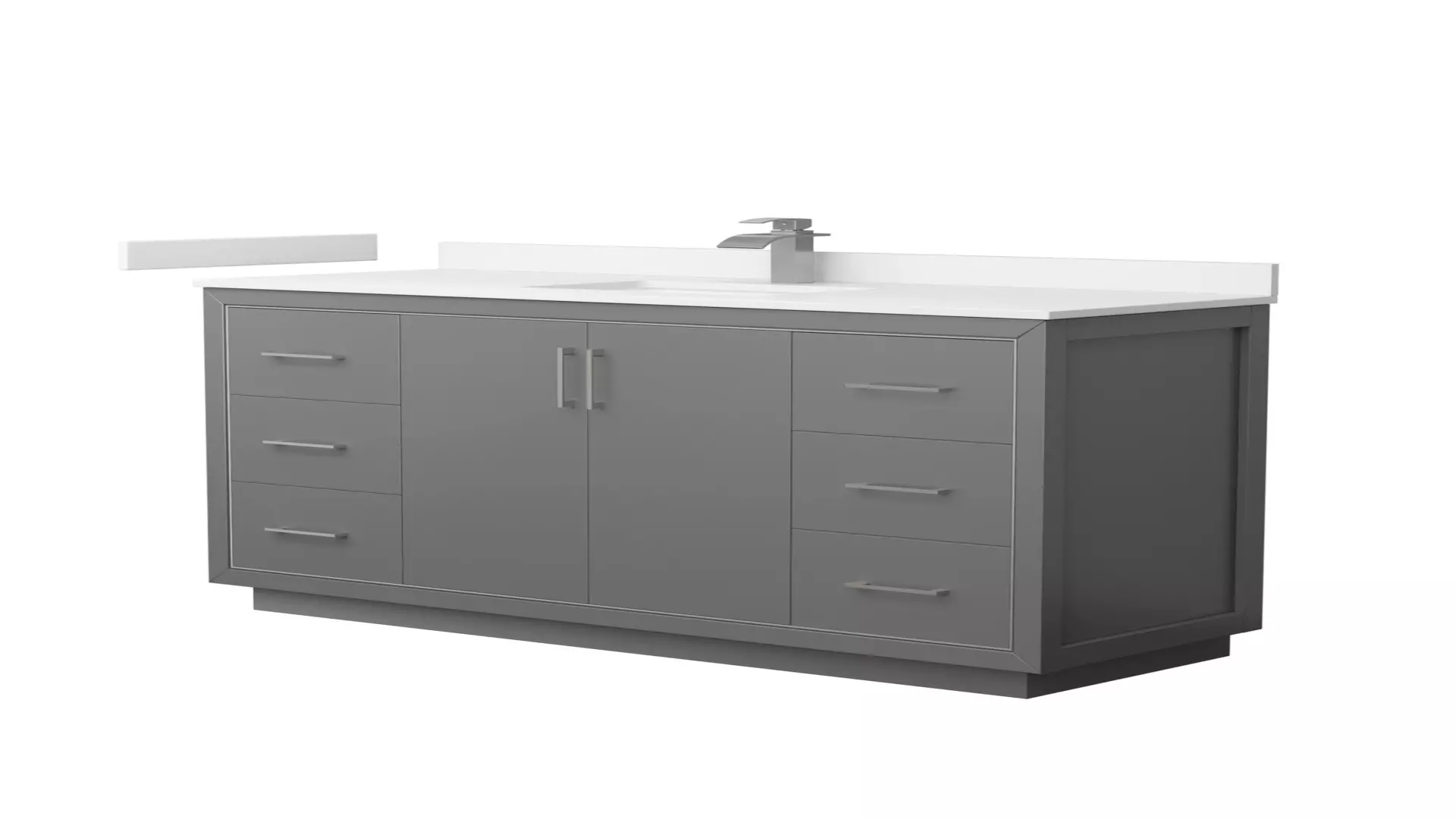 Icon 60 Inch Single Bathroom Vanity in Dark Gray, White Cultured Marble Countertop, Undermount Square Sink, Brushed Nickel Trim material