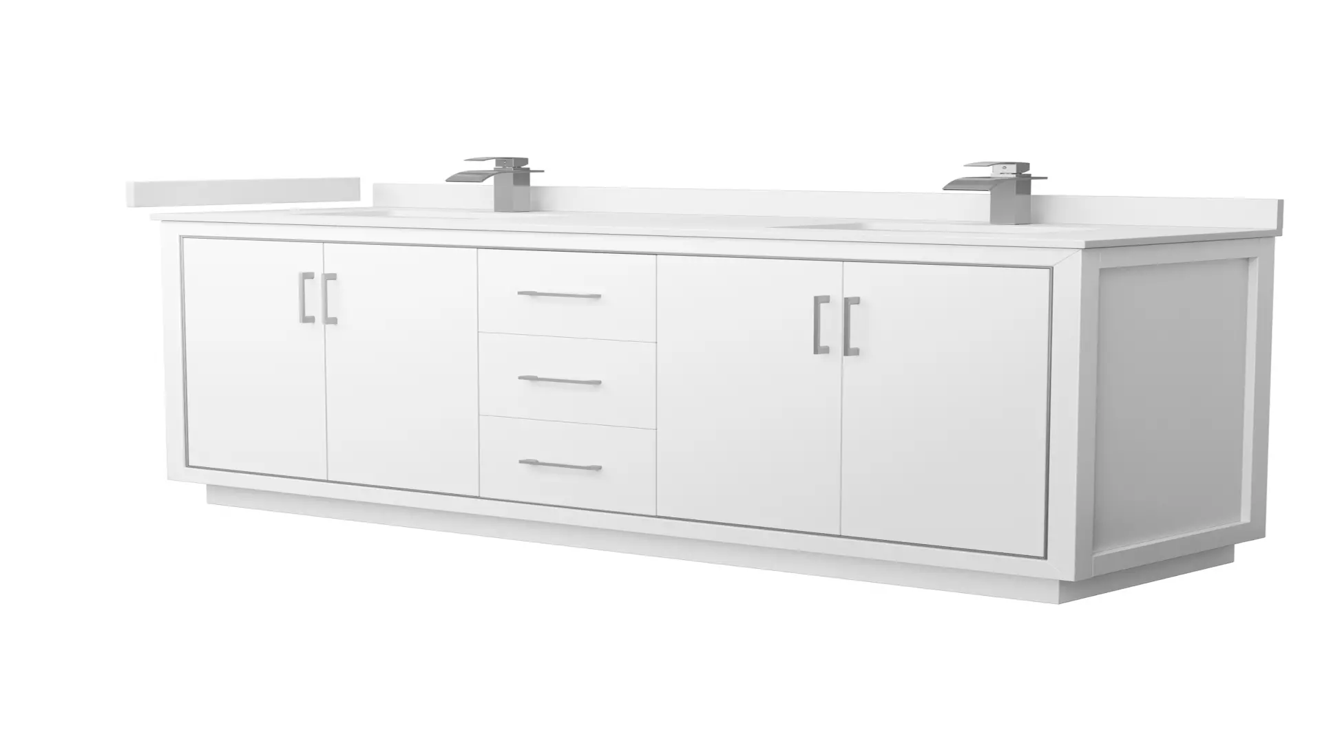 Icon 72 Inch Double Bathroom Vanity in White, White Cultured Marble Countertop, Undermount Square Sinks, Brushed Nickel Trim material