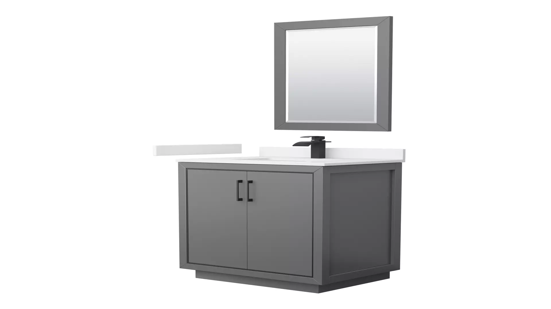 Icon 30 Inch Single Bathroom Vanity in Dark Gray, White Cultured Marble Countertop, Undermount Square Sink, Matte Black Trim, 24 Inch Mirror material