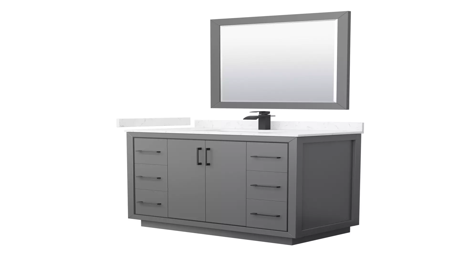 Icon 42 Inch Single Bathroom Vanity in Dark Gray, Carrara Cultured Marble Countertop, Undermount Square Sink, Matte Black Trim, 34 Inch Mirror material