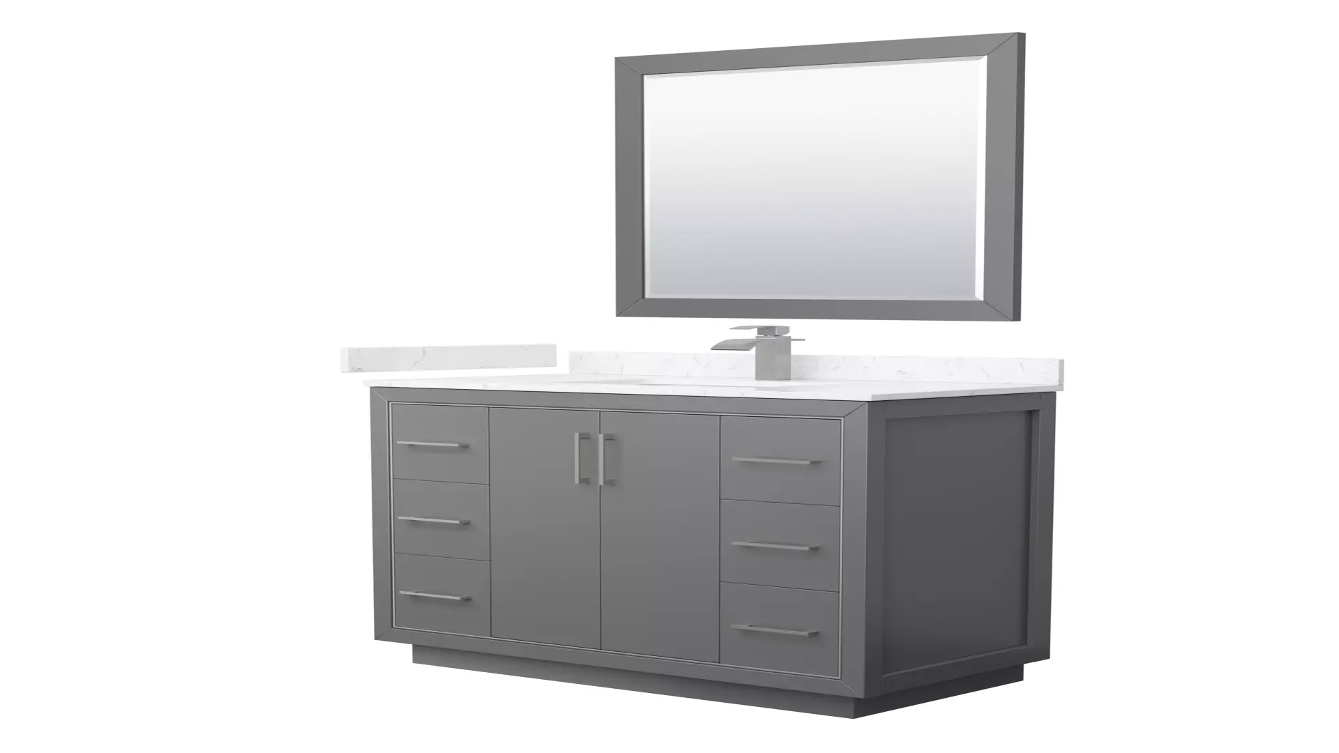 Icon 42 Inch Single Bathroom Vanity in Dark Gray, Carrara Cultured Marble Countertop, Undermount Square Sink, Brushed Nickel Trim, 34 Inch Mirror material