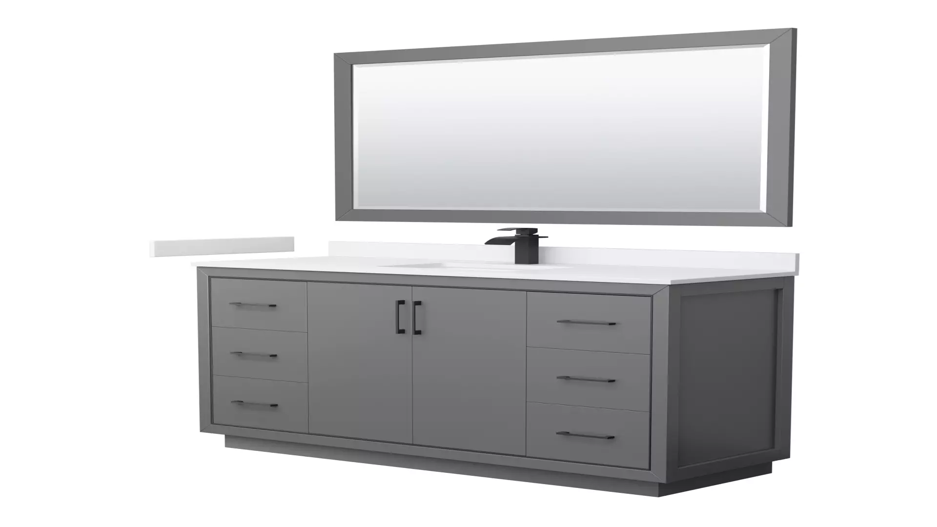 Icon 60 Inch Single Bathroom Vanity in Dark Gray, White Cultured Marble Countertop, Undermount Square Sink, Matte Black Trim, 58 Inch Mirror material