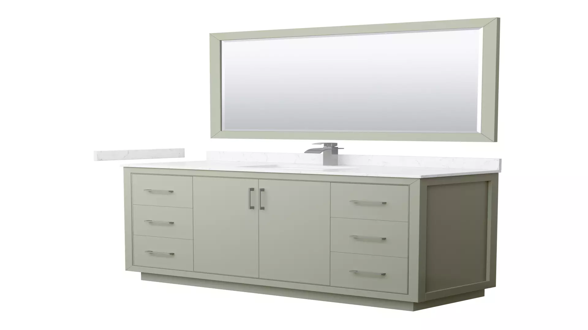 Icon 60 Inch Single Bathroom Vanity in Light Green, Carrara Cultured Marble Countertop, Undermount Square Sink, Brushed Nickel Trim, 58 Inch Mirror material