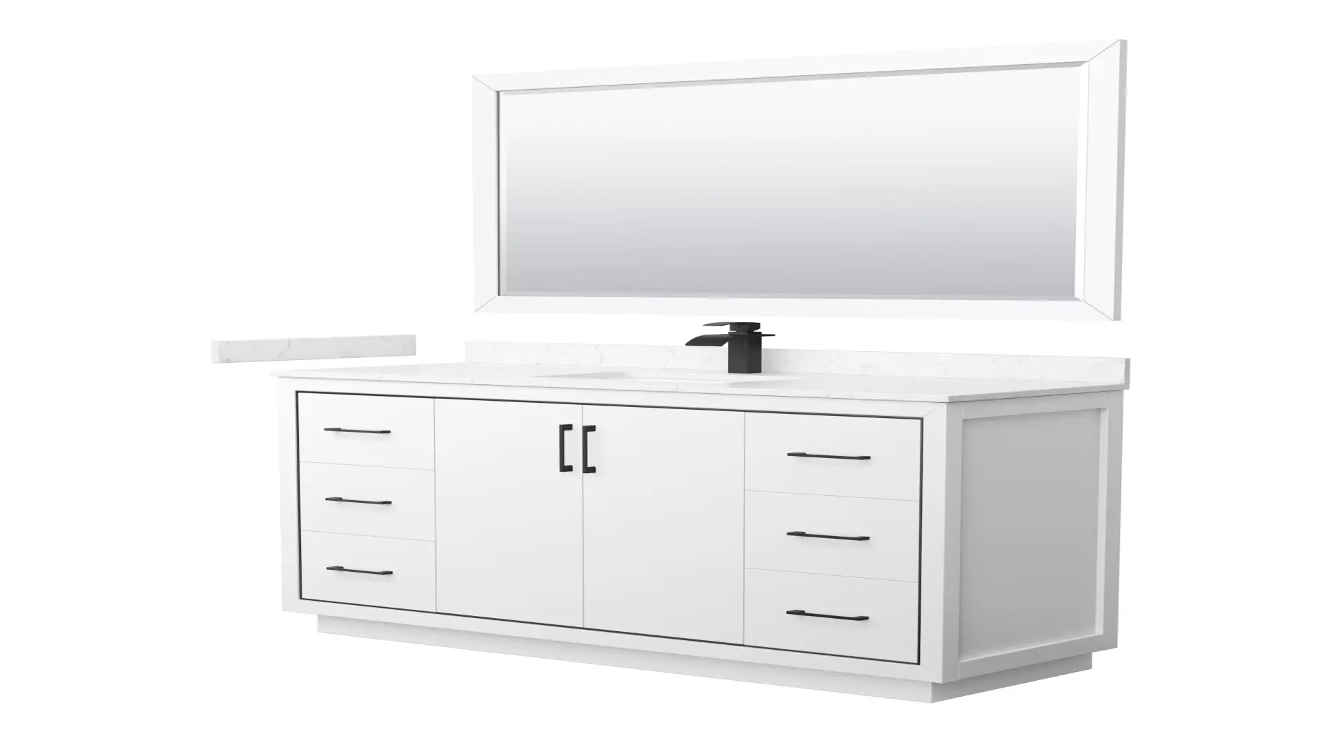 Icon 60 Inch Single Bathroom Vanity in White, Carrara Cultured Marble Countertop, Undermount Square Sink, Matte Black Trim, 58 Inch Mirror material