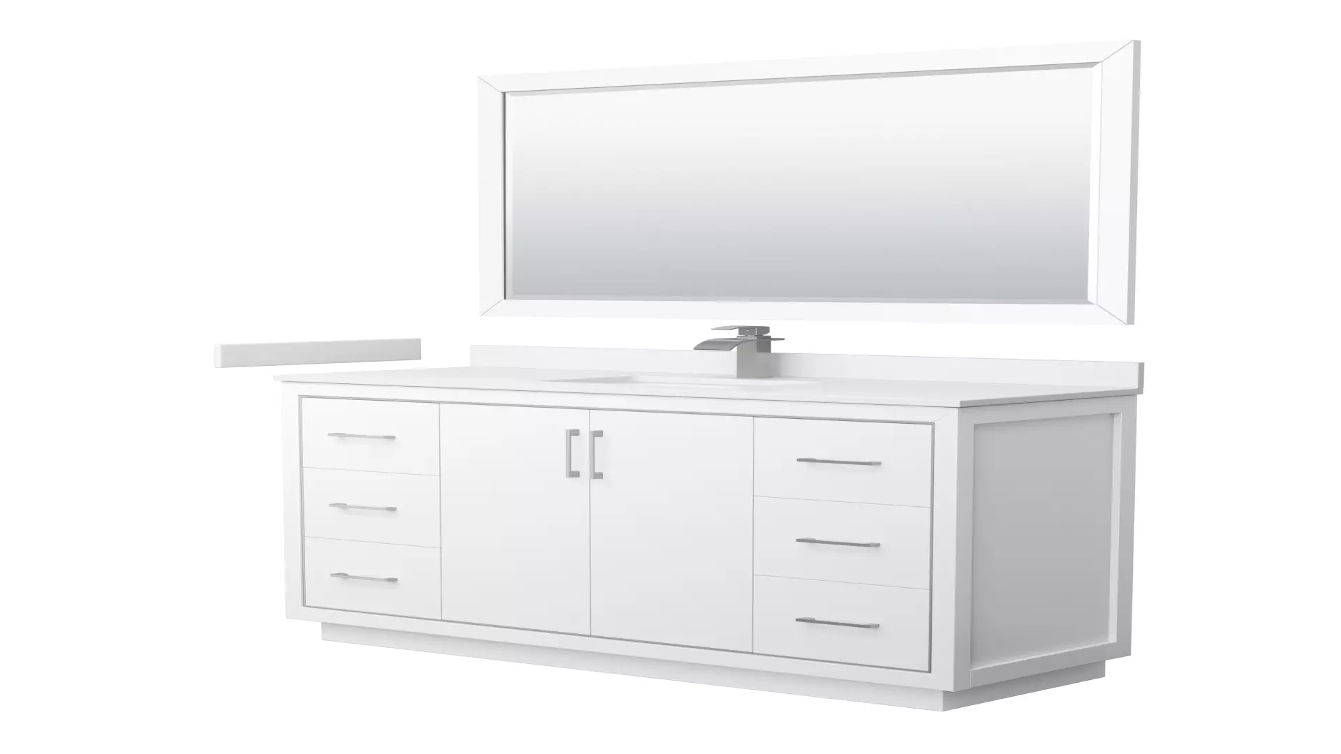 Icon 60 Inch Single Bathroom Vanity in White, White Cultured Marble Countertop, Undermount Square Sink, Brushed Nickel Trim, 58 Inch Mirror material