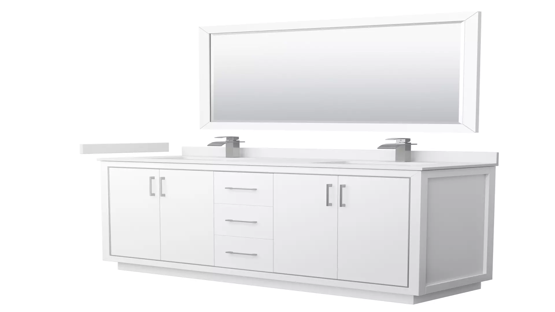 Icon 66 Inch Double Bathroom Vanity in White, White Cultured Marble Countertop, Undermount Square Sinks, Brushed Nickel Trim, 58 Inch Mirror material