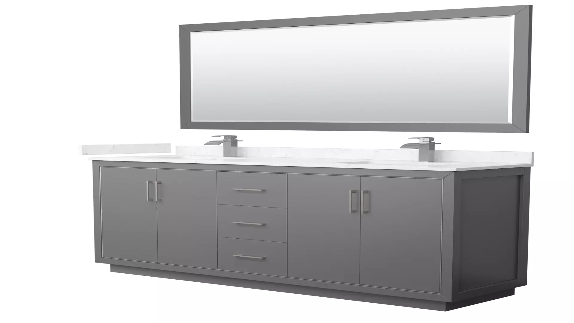 Icon 72 Inch Double Bathroom Vanity in Dark Gray, Carrara Cultured Marble Countertop, Undermount Square Sinks, Brushed Nickel Trim, 70 Inch Mirror material