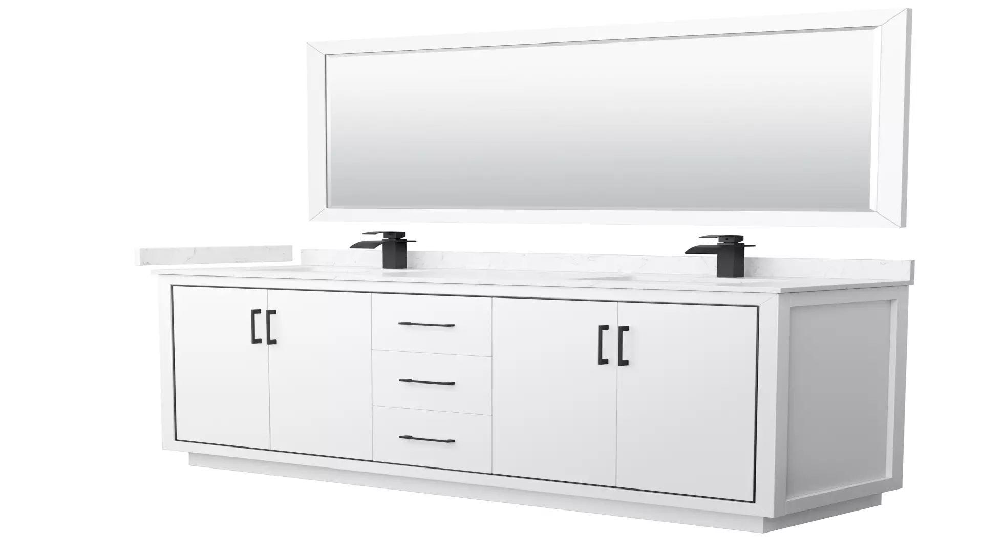 Icon 72 Inch Double Bathroom Vanity in White, Carrara Cultured Marble Countertop, Undermount Square Sinks, Matte Black Trim, 70 Inch Mirror material