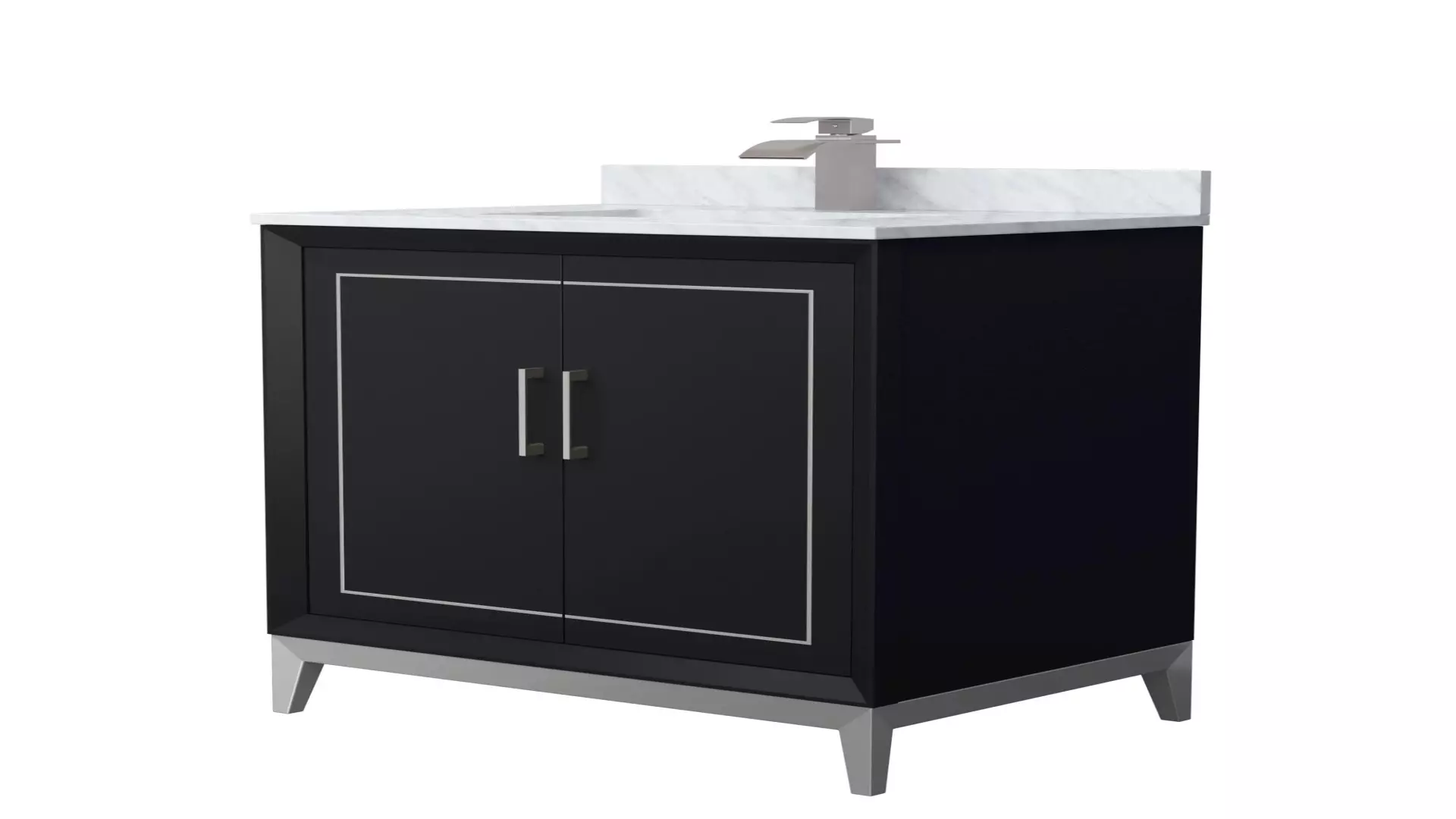 Marlena 30 Inch Single Bathroom Vanity in Black, White Carrara Marble Countertop, Undermount Square Sink, Brushed Nickel Trim material