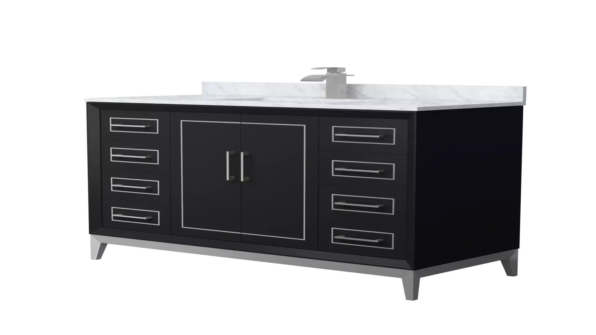 Marlena 48 Inch Single Bathroom Vanity in Black, White Carrara Marble Countertop, Undermount Square Sink, Brushed Nickel Trim material