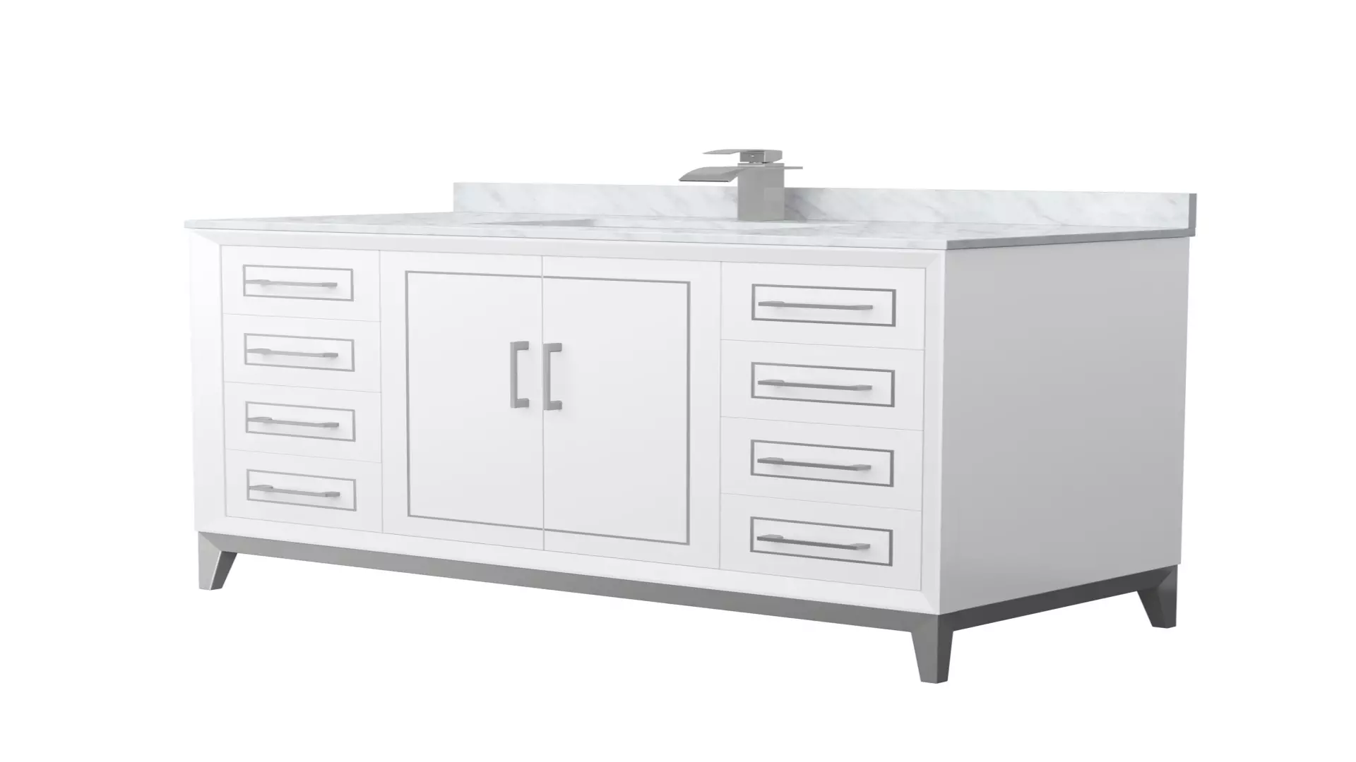 Marlena 48 Inch Single Bathroom Vanity in White, White Carrara Marble Countertop, Undermount Square Sink, Brushed Nickel Trim material