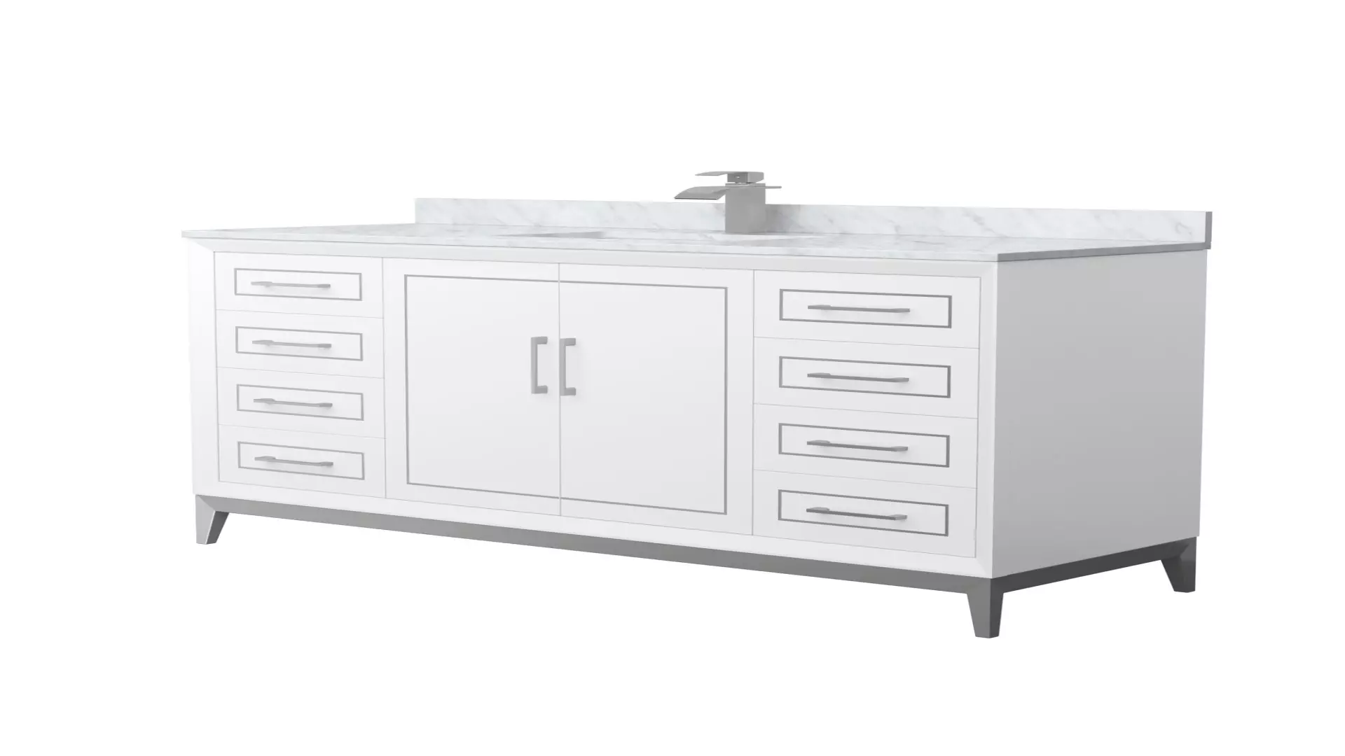 Marlena 60 Inch Single Bathroom Vanity in White, White Carrara Marble Countertop, Undermount Square Sink, Brushed Nickel Trim material