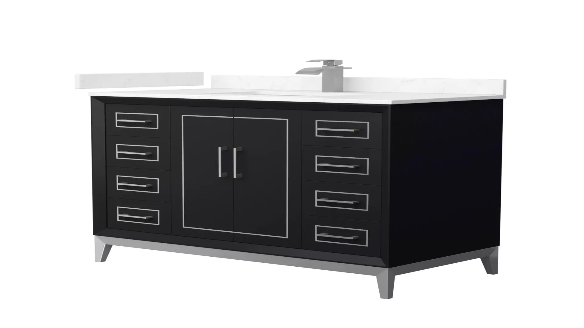 Marlena 42 Inch Single Bathroom Vanity in Black, Carrara Cultured Marble Countertop, Undermount Square Sink, Brushed Nickel Trim material