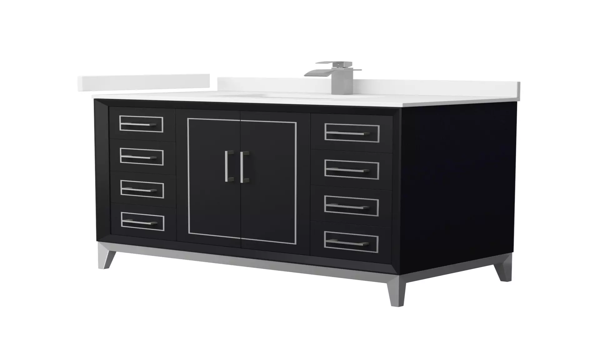 Marlena 42 Inch Single Bathroom Vanity in Black, White Cultured Marble Countertop, Undermount Square Sink, Brushed Nickel Trim material