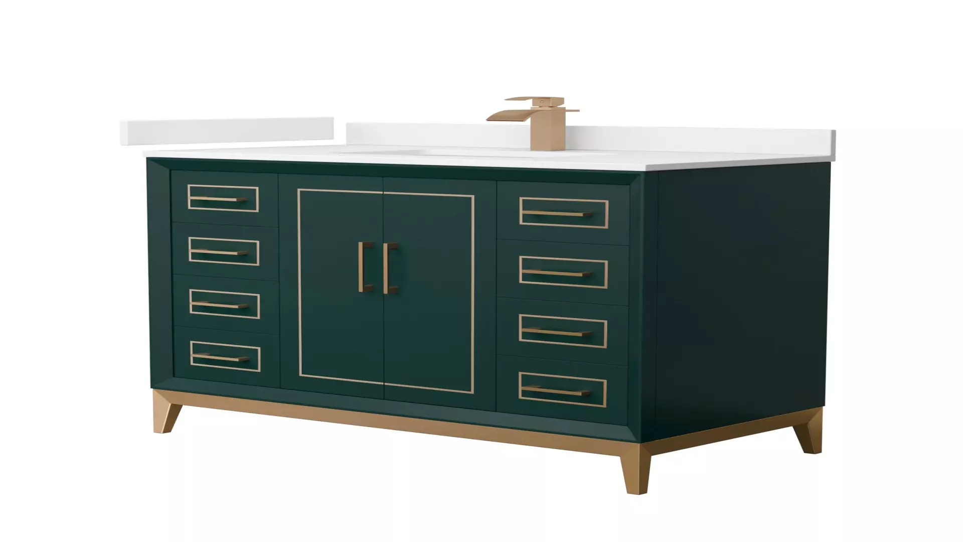 Marlena 42 Inch Single Bathroom Vanity in Green, White Cultured Marble Countertop, Undermount Square Sink, Satin Bronze Trim material