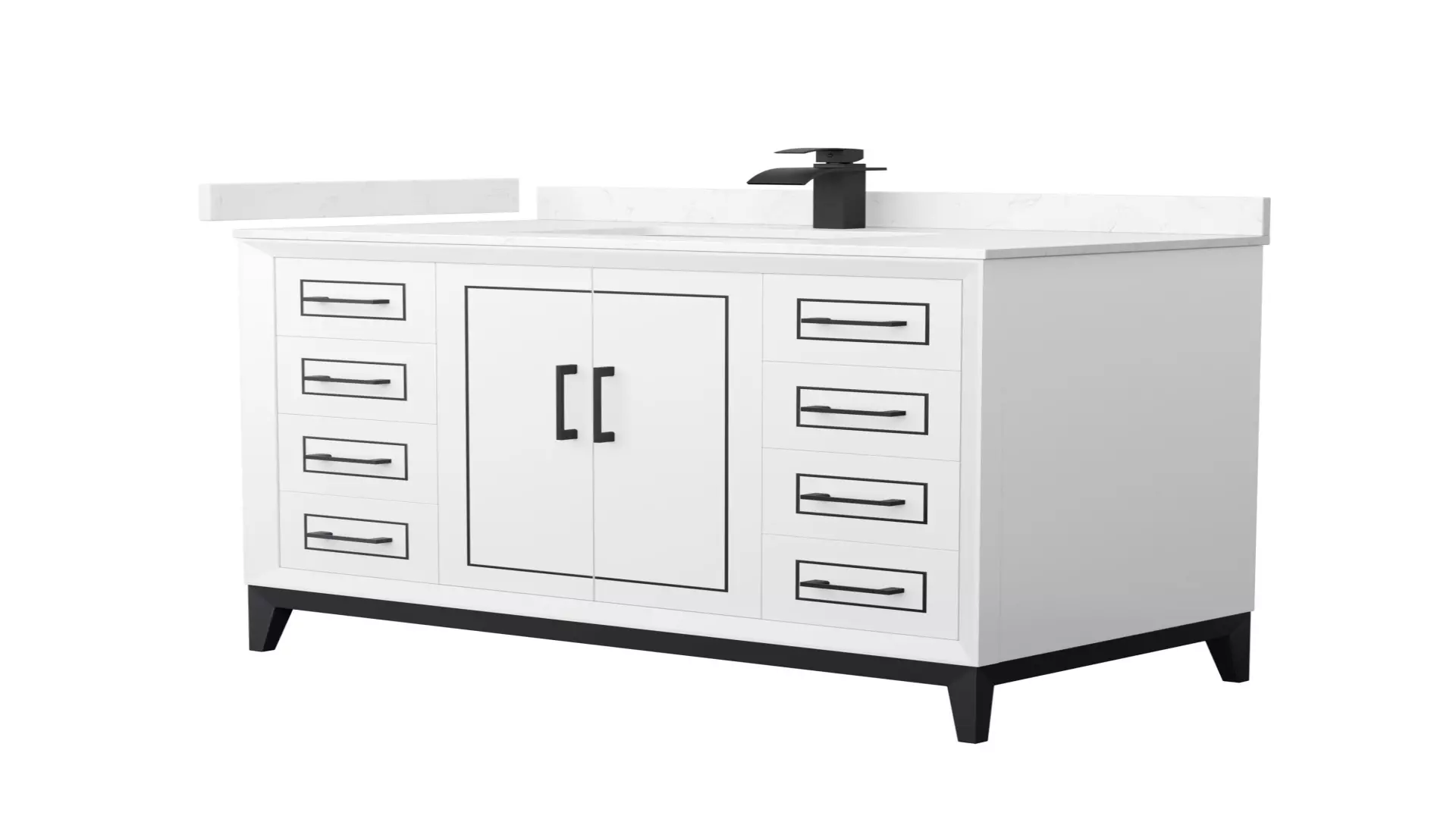 Marlena 42 Inch Single Bathroom Vanity in White, Carrara Cultured Marble Countertop, Undermount Square Sink, Matte Black Trim material