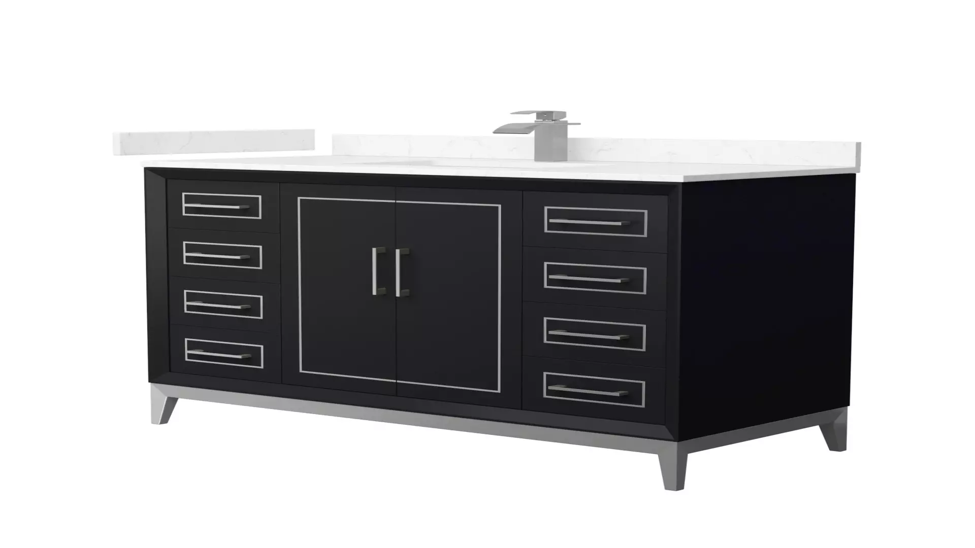 Marlena 48 Inch Single Bathroom Vanity in Black, Carrara Cultured Marble Countertop, Undermount Square Sink, Brushed Nickel Trim material