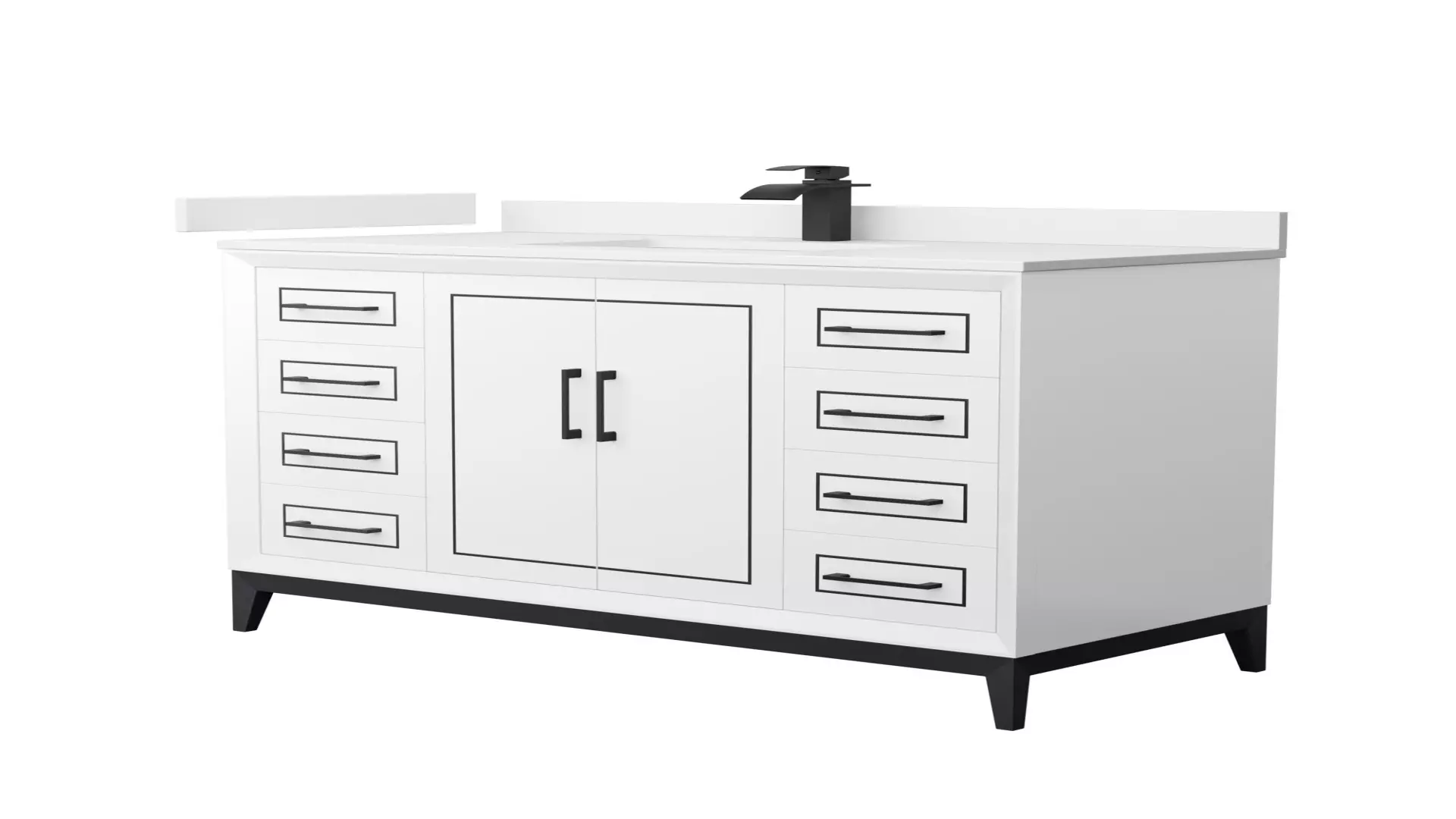 Marlena 48 Inch Single Bathroom Vanity in White, White Cultured Marble Countertop, Undermount Square Sink, Matte Black Trim material