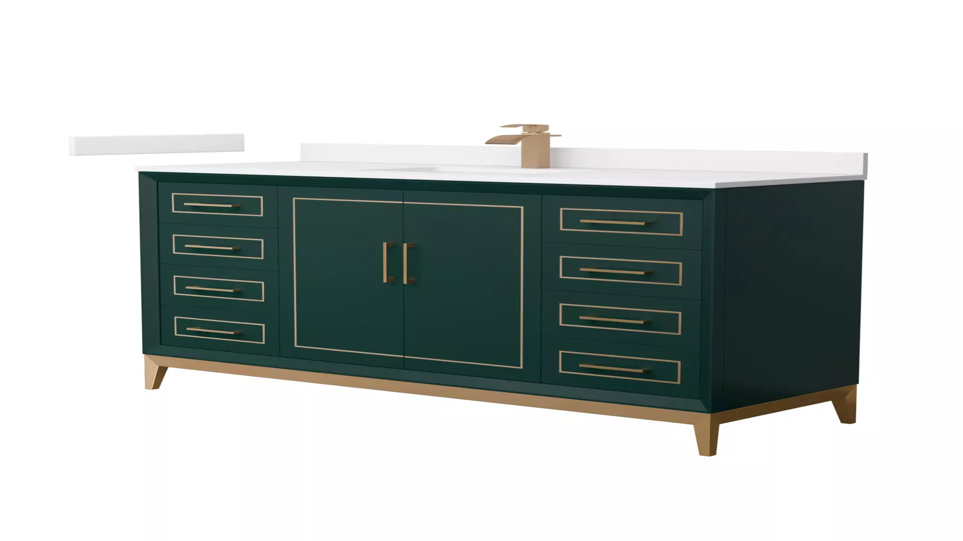 Marlena 60 Inch Single Bathroom Vanity in Green, White Cultured Marble Countertop, Undermount Square Sink, Satin Bronze Trim material