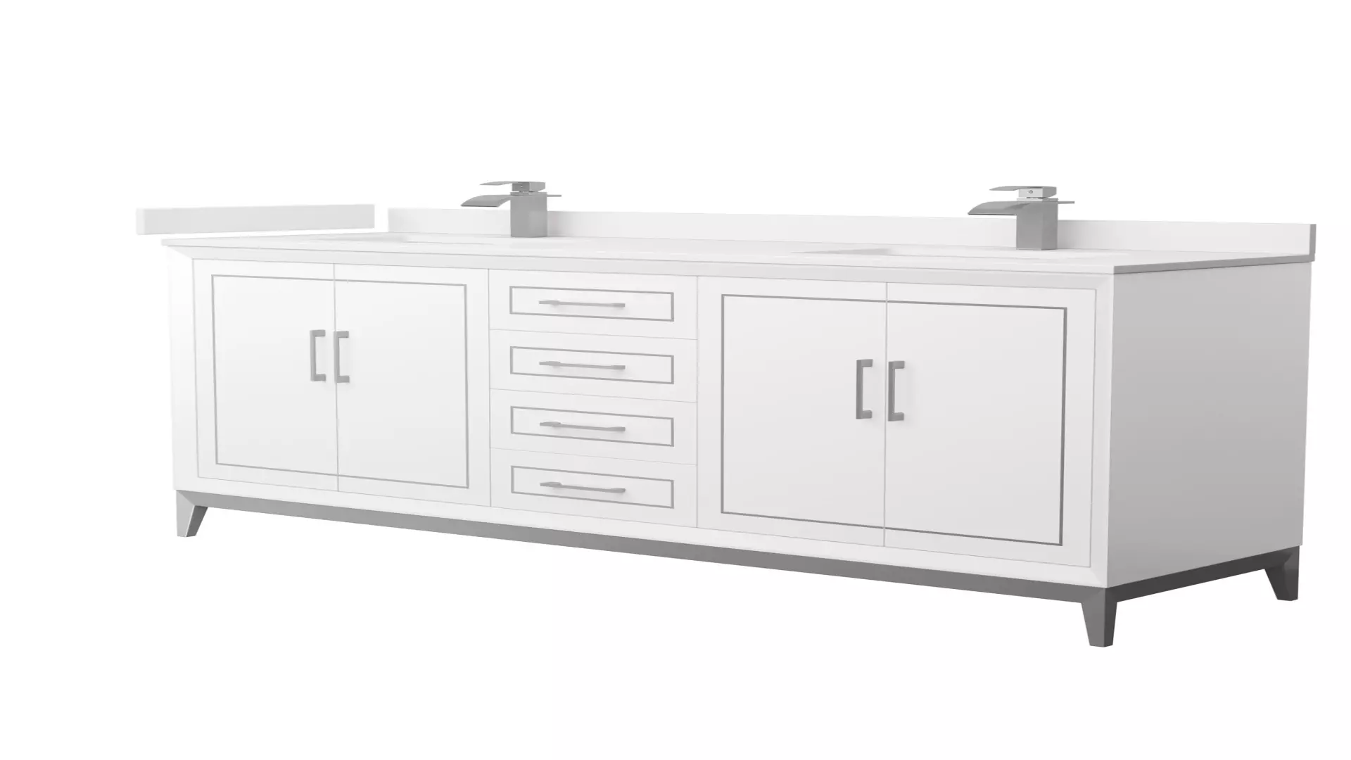 Marlena 72 Inch Double Bathroom Vanity in White, White Cultured Marble Countertop, Undermount Square Sinks, Brushed Nickel Trim material