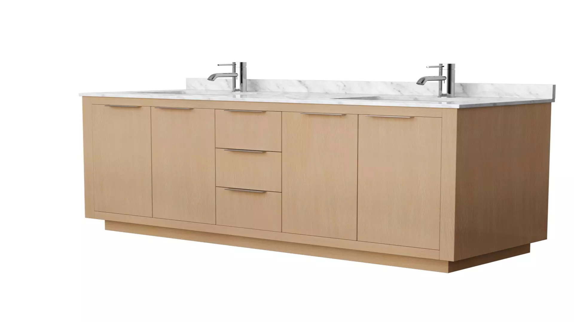 Maroni 60 Inch Double Bathroom Vanity in Light Straw, White Carrara Marble Countertop, Undermount Square Sinks material