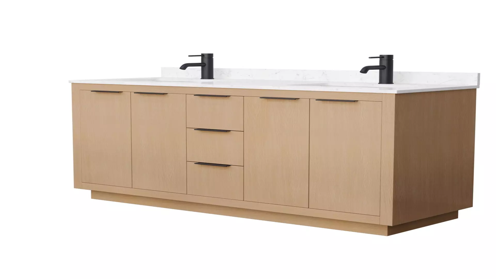 Maroni 60 Inch Double Bathroom Vanity in Light Straw, Carrara Cultured Marble Countertop, Undermount Square Sinks, Matte Black Trim material