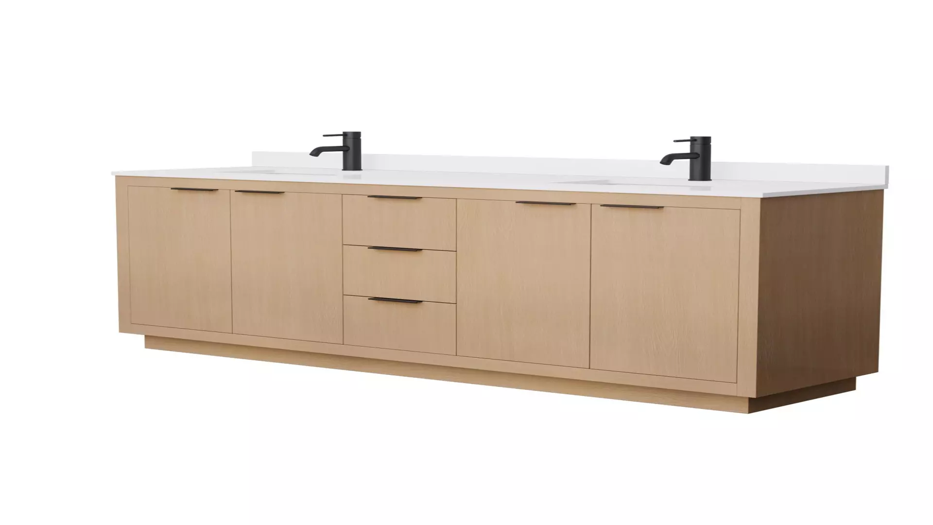 Maroni 80 Inch Double Bathroom Vanity in Light Straw, White Cultured Marble Countertop, Undermount Square Sinks, Matte Black Trim material