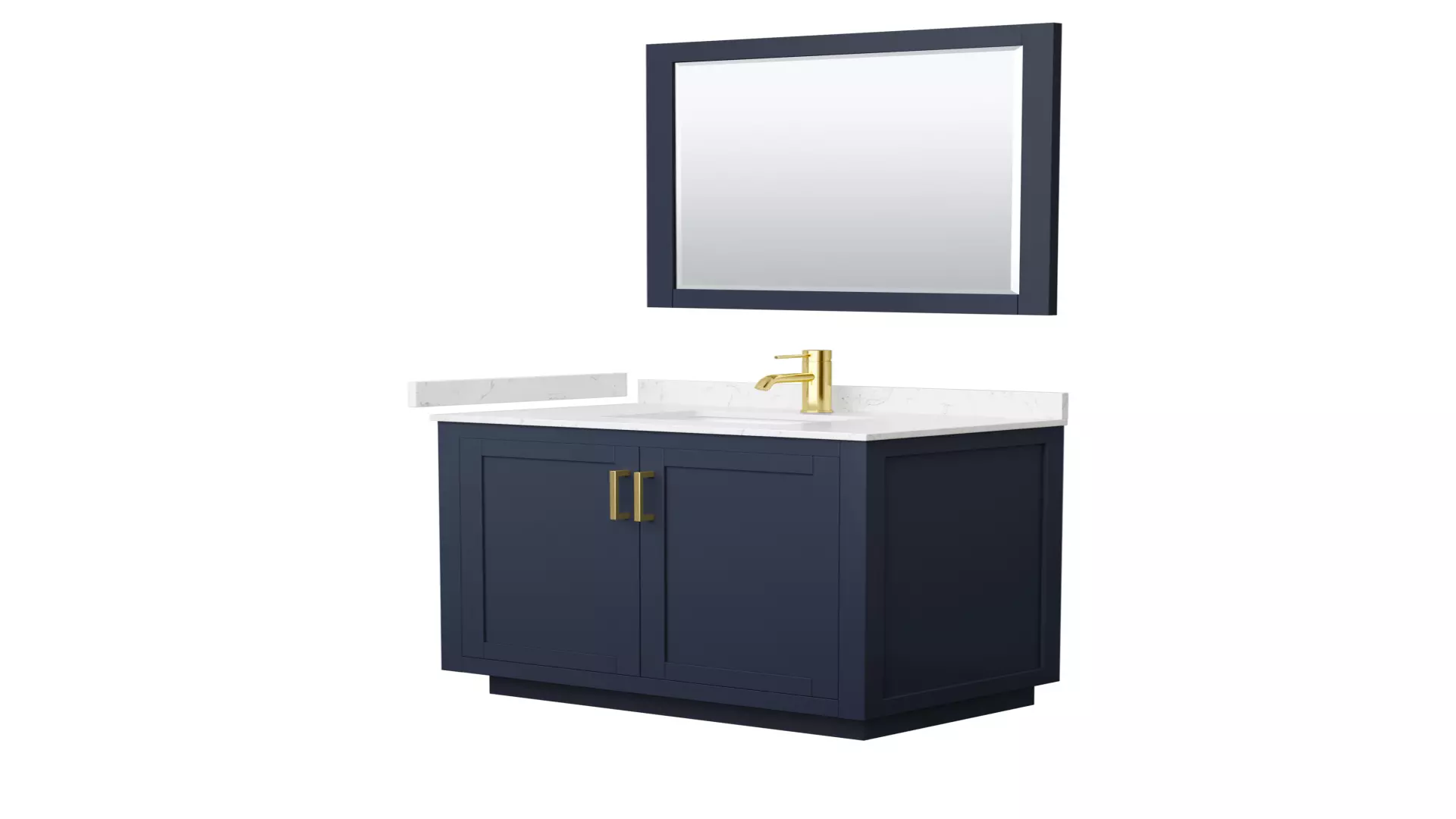 Miranda 36 Inch Single Bathroom Vanity in Dark Blue, Carrara Cultured Marble Countertop, Undermount Square Sink, Brushed Gold Trim, 34 Inch Mirror material