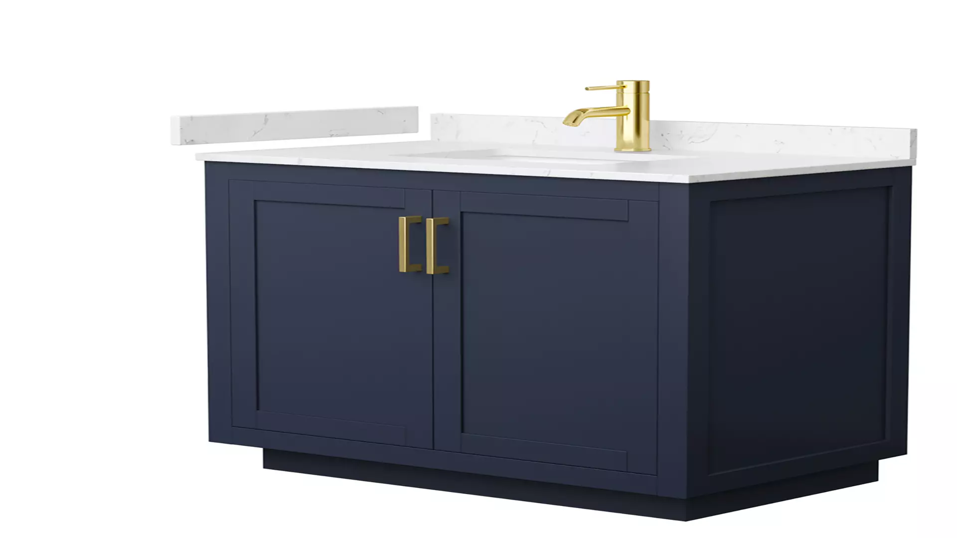 Miranda 36 Inch Single Bathroom Vanity in Dark Blue, Carrara Cultured Marble Countertop, Undermount Square Sink, Brushed Gold Trim material