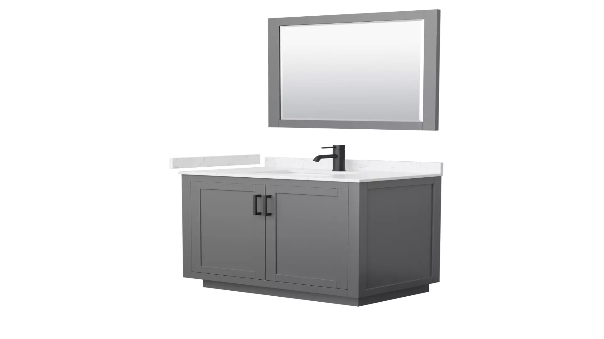 Miranda 36 Inch Single Bathroom Vanity in Dark Gray, Carrara Cultured Marble Countertop, Undermount Square Sink, Matte Black Trim, 34 Inch Mirror material
