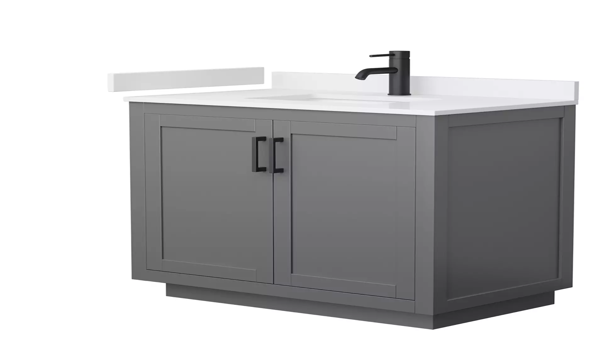 Miranda 36 Inch Single Bathroom Vanity in Dark Gray, White Cultured Marble Countertop, Undermount Square Sink, Matte Black Trim material