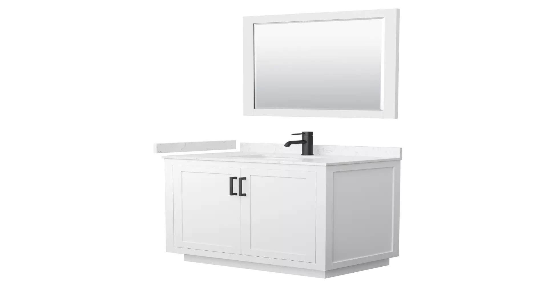 Miranda 36 Inch Single Bathroom Vanity in White, Carrara Cultured Marble Countertop, Undermount Square Sink, Matte Black Trim, 34 Inch Mirror material