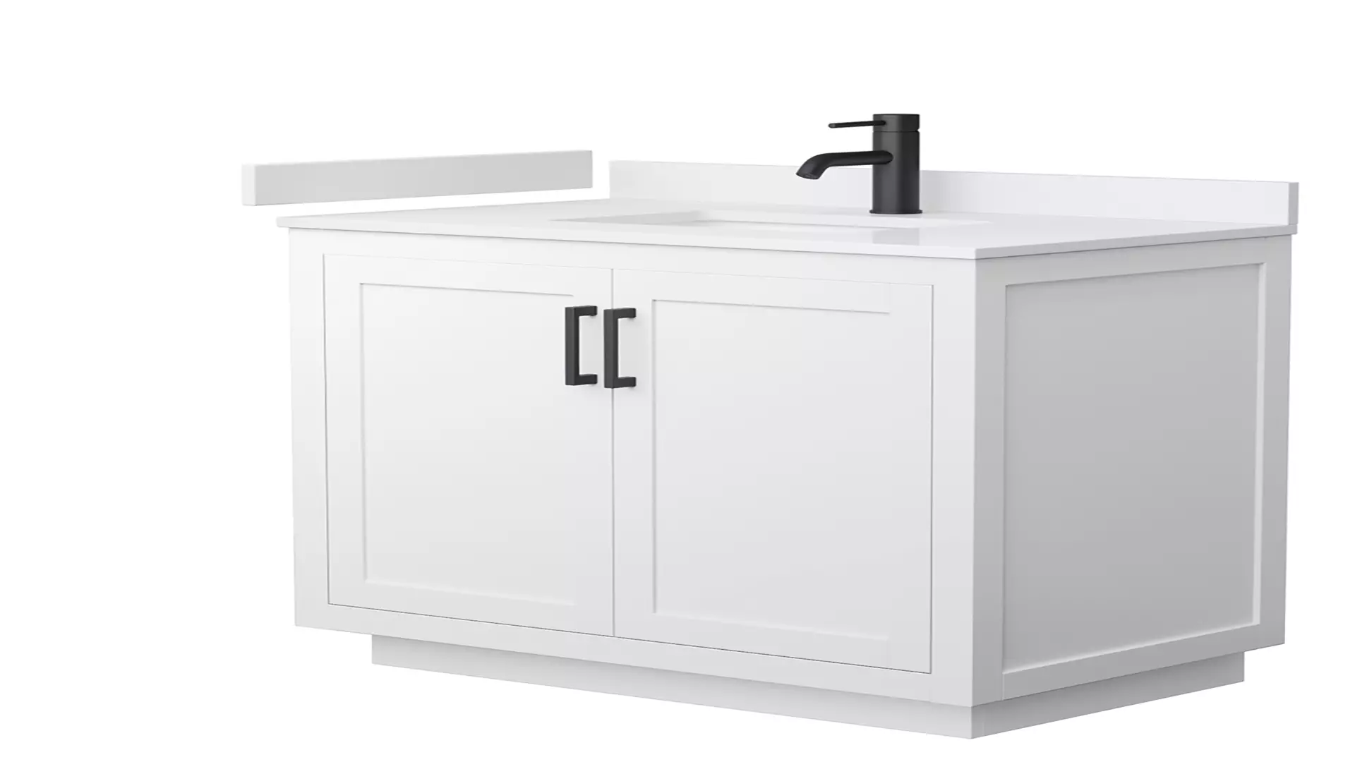 Miranda 36 Inch Single Bathroom Vanity in White, White Cultured Marble Countertop, Undermount Square Sink, Matte Black Trim material